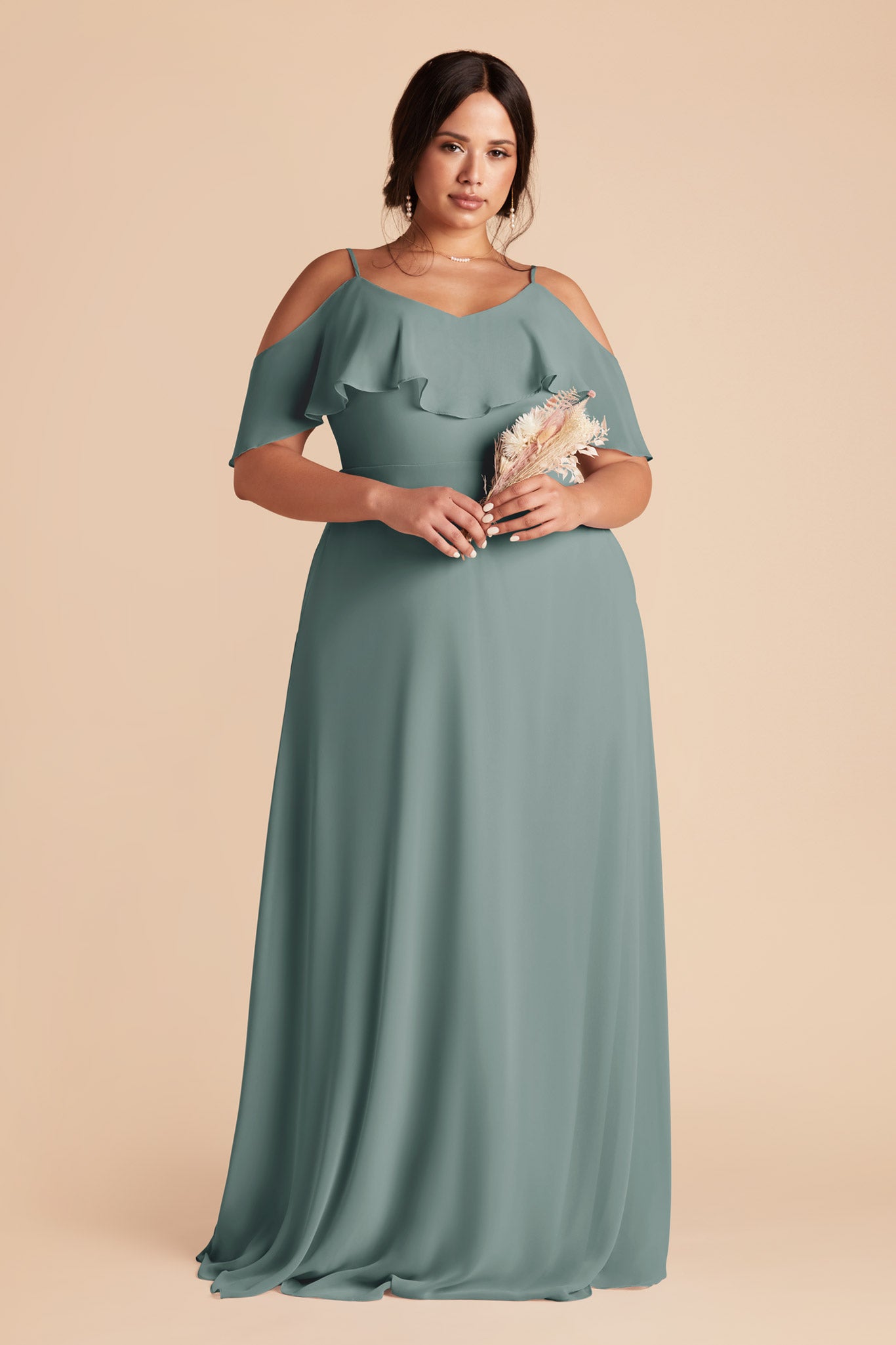 Convertible Bridesmaid Dress with Ruffles - Jane | Sea Glass