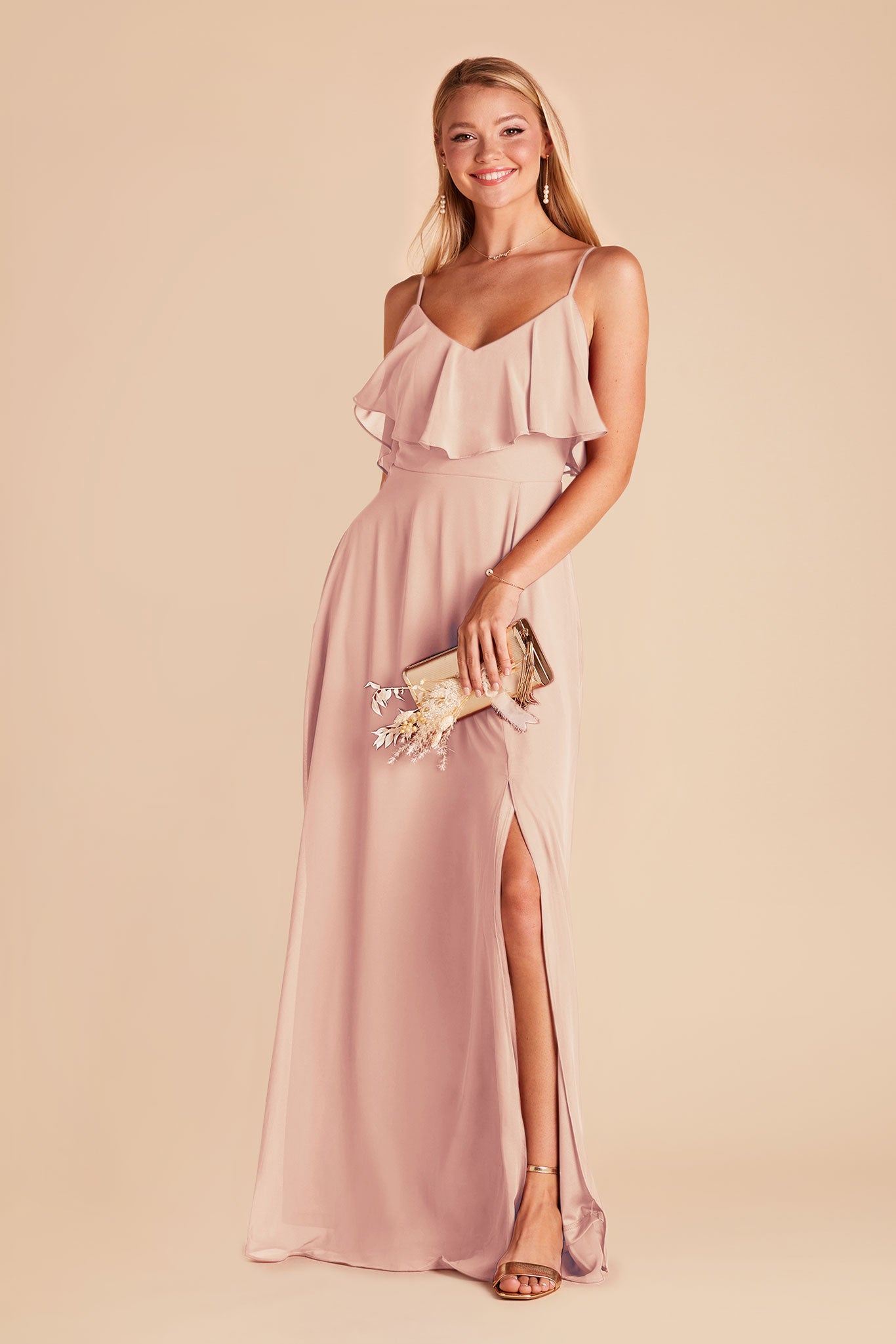 Convertible Bridesmaid Dress with Slit - Blush Pink | Jane
