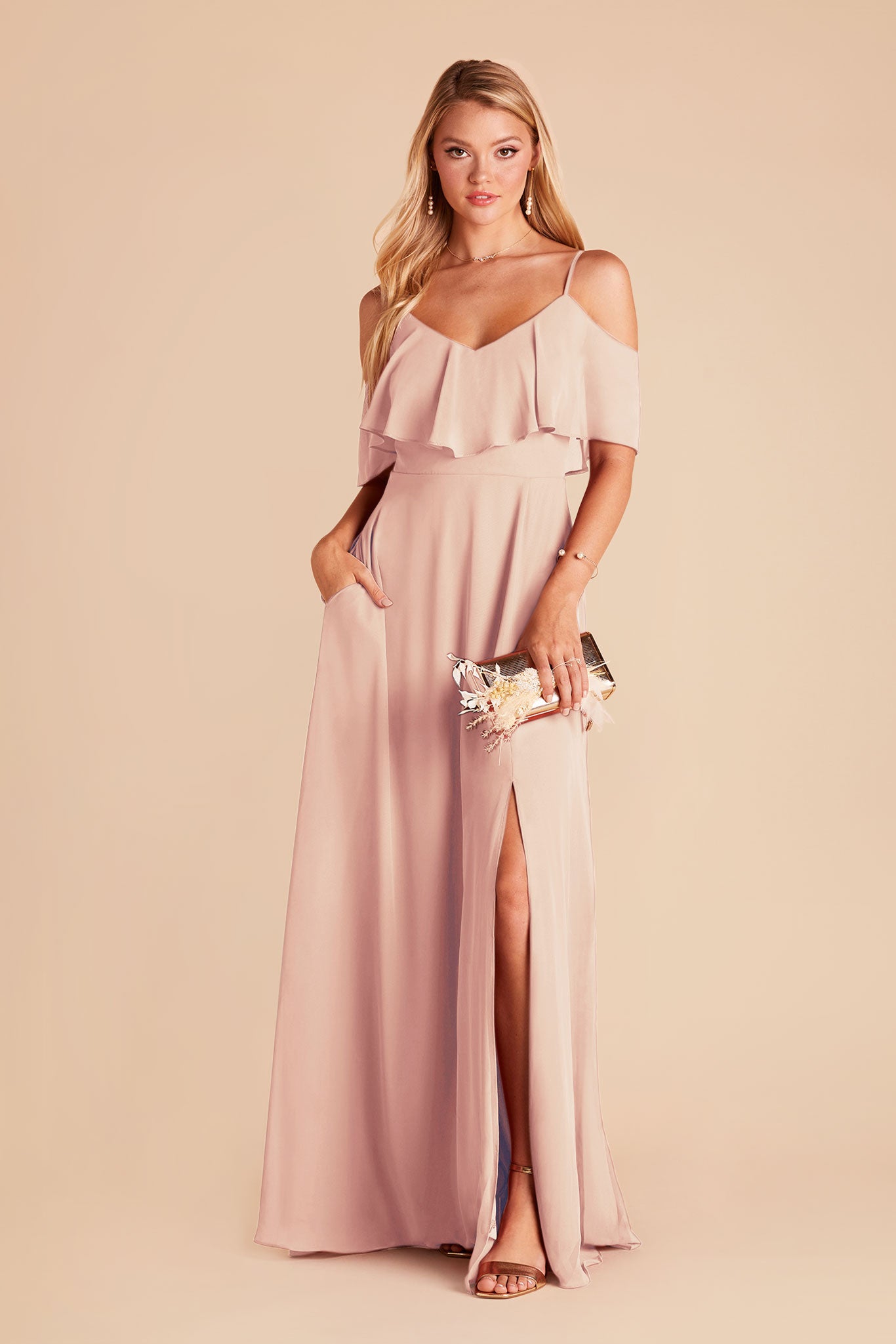 Convertible Bridesmaid Dress with Slit - Blush Pink | Jane