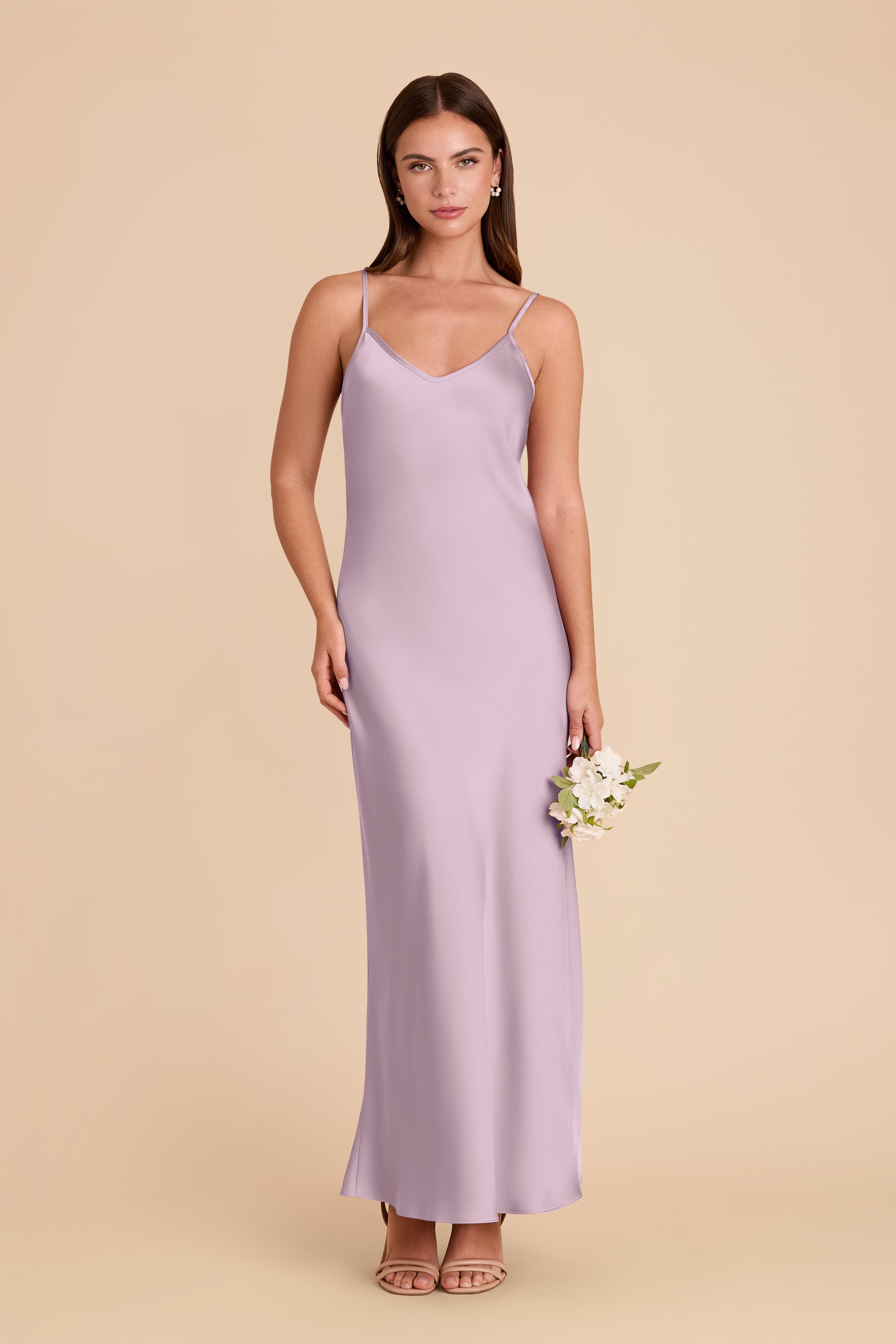 V-Neck Satin Slip Dress with A-Line Skirt | Alice Matte Lavender