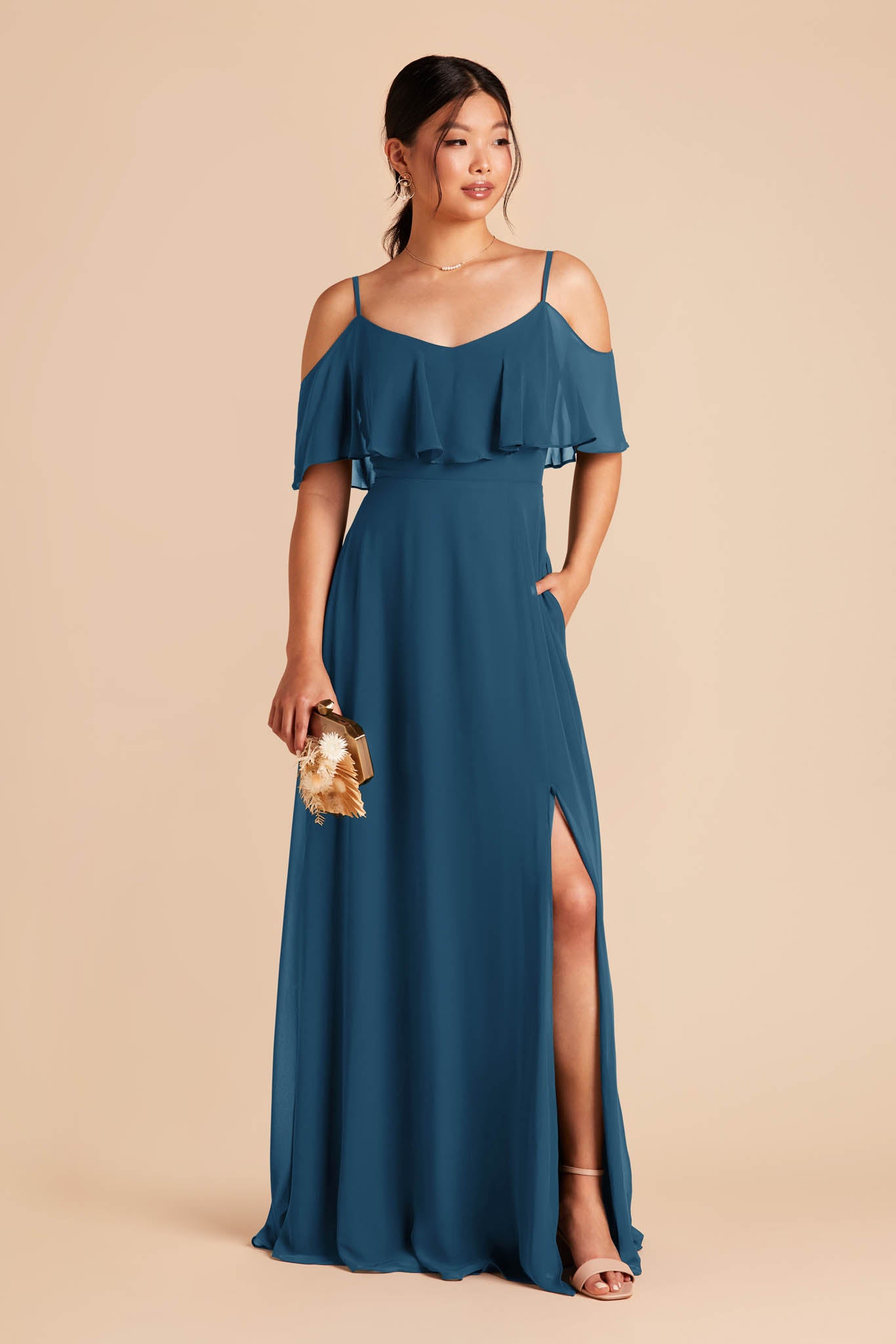 Convertible Bridesmaid Dress with Slit | Jane Dark Teal