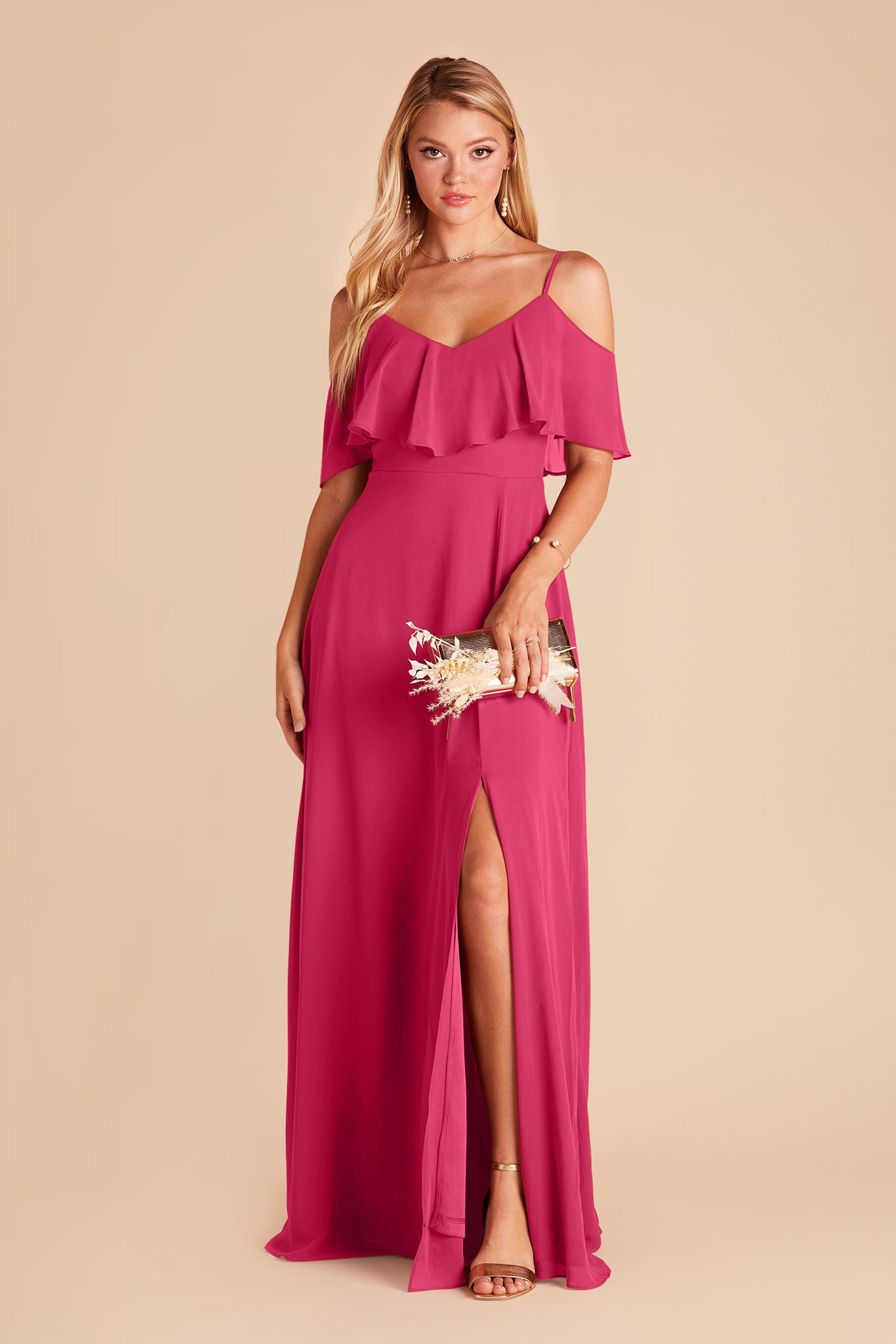 Convertible Bridesmaid Dress with Slit | Jane Fuchsia