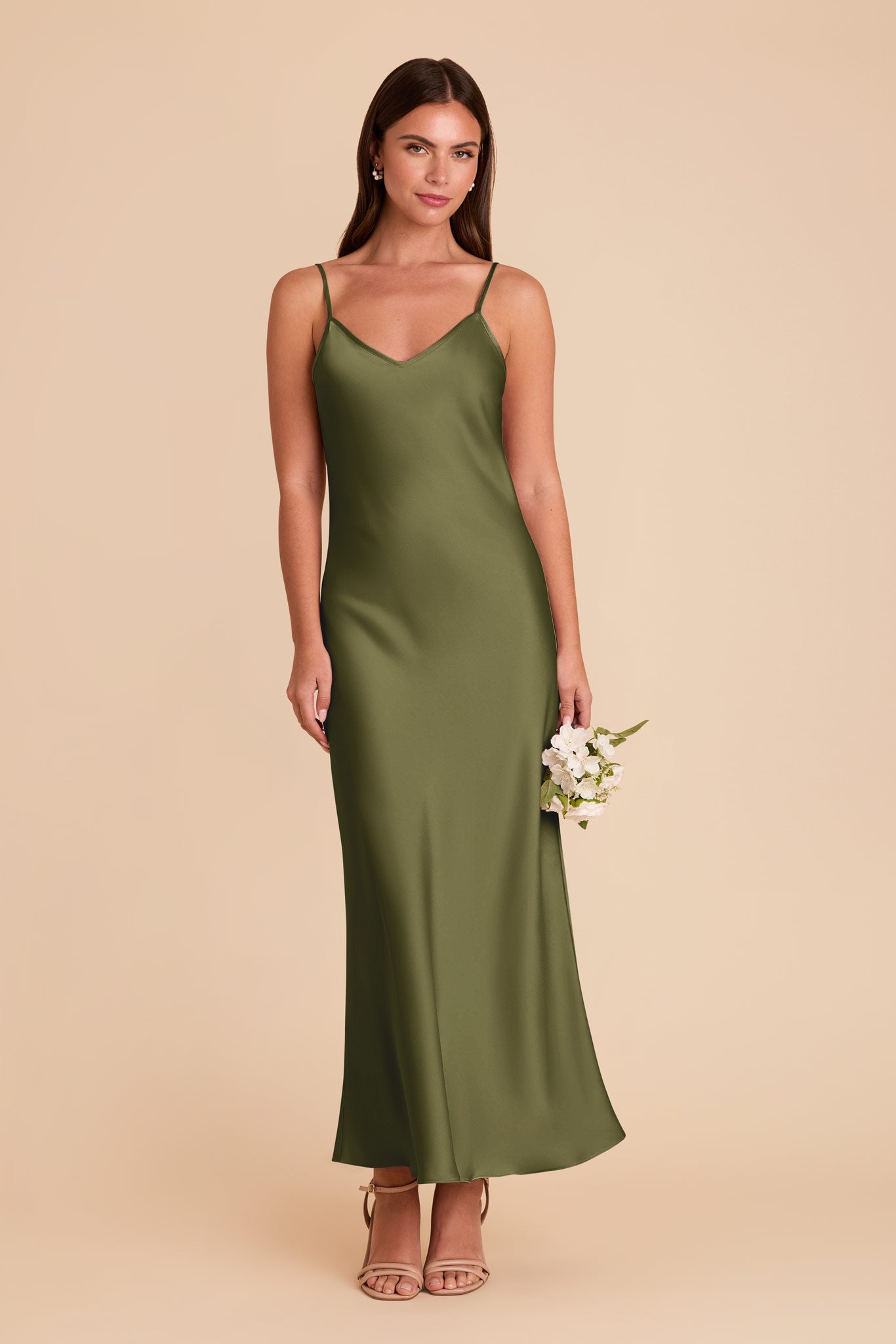 Matte Satin Slip Dress with V-Neck & A-Line Skirt | Alice