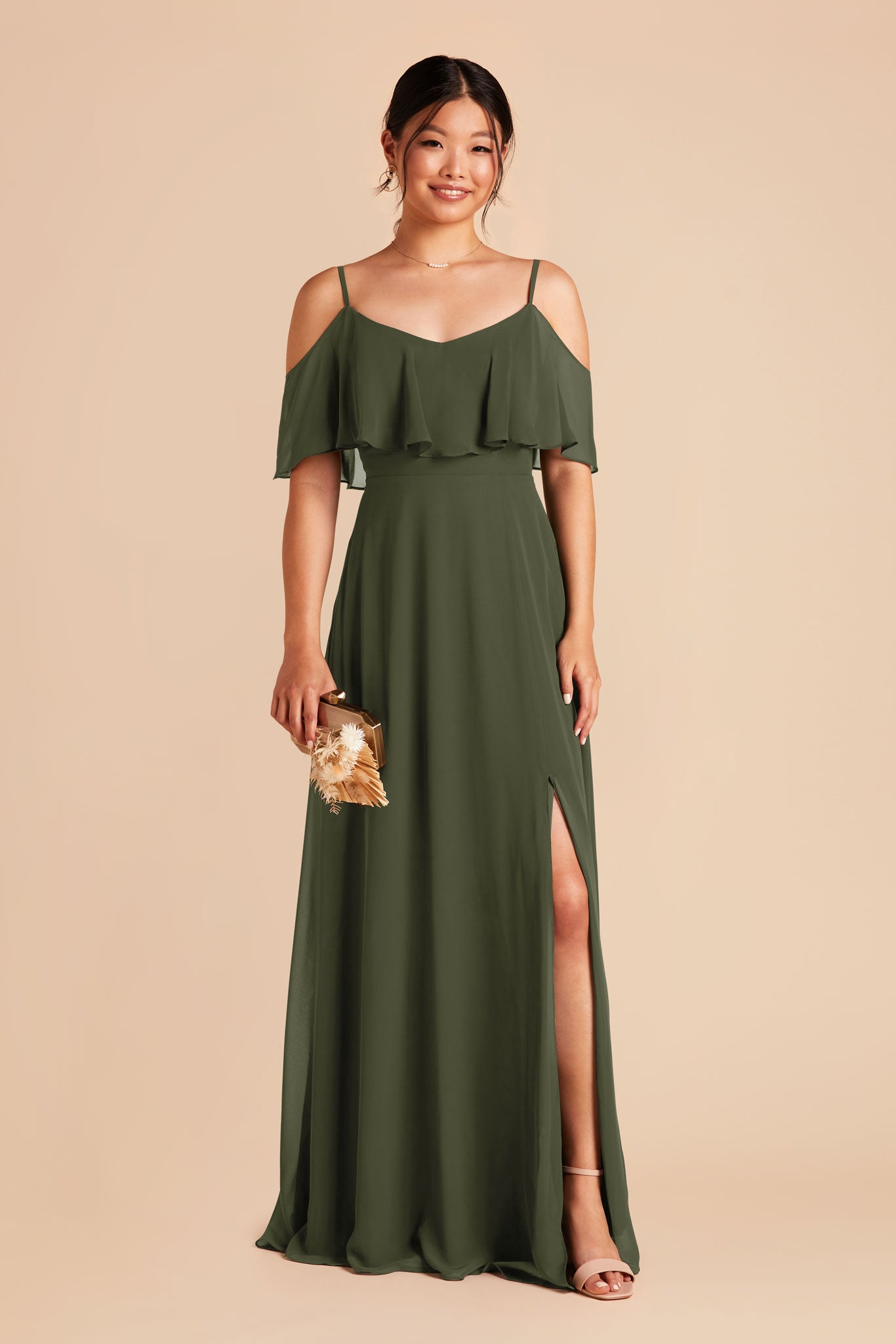 Convertible Bridesmaid Dress with Slit - Olive | Jane