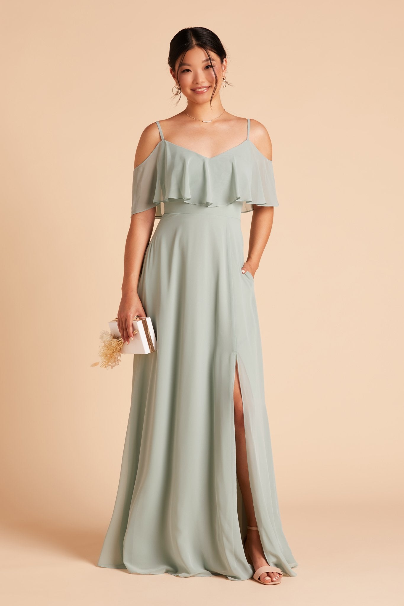 Convertible Bridesmaid Dress with Slit - Sage | Jane