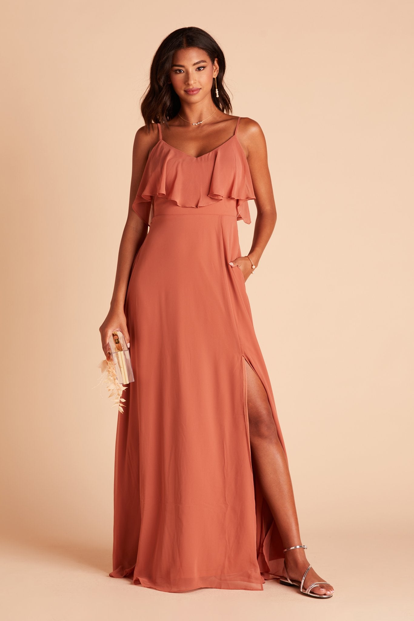Convertible Bridesmaid Dress with Slit - Jane | Terracotta