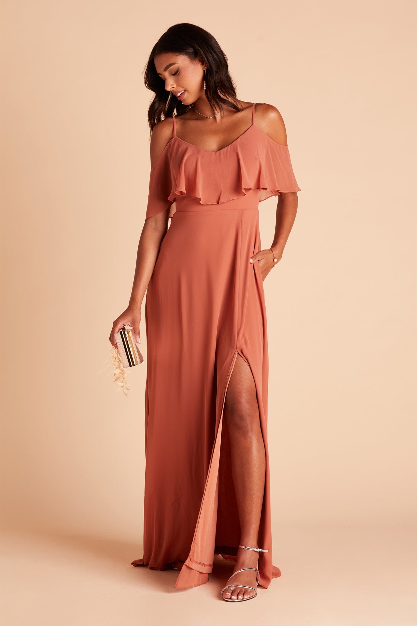 Convertible Bridesmaid Dress with Slit - Jane | Terracotta