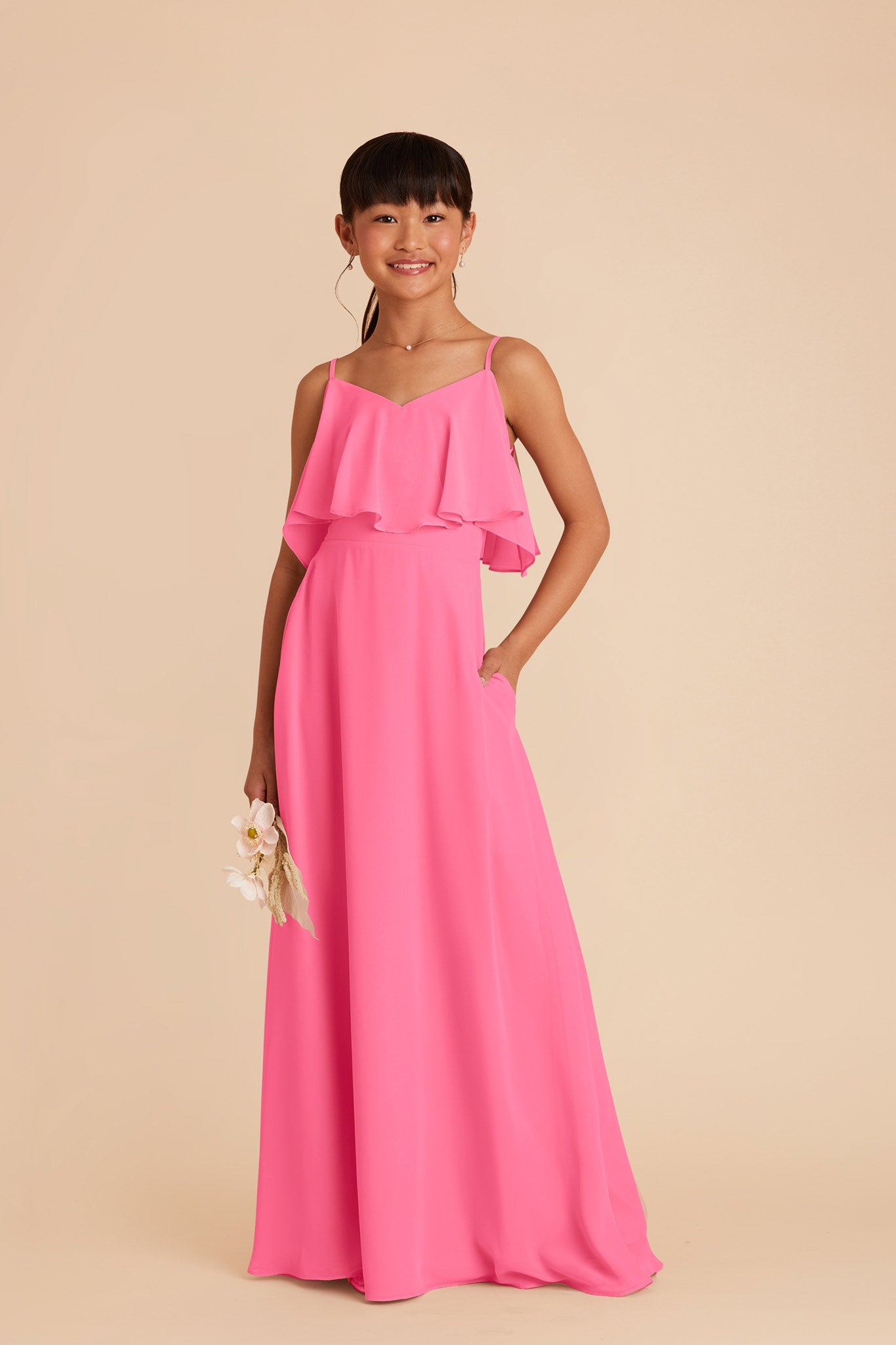 Convertible Junior Bridesmaid Dress for Tweens | Janie Bon Bon Pink