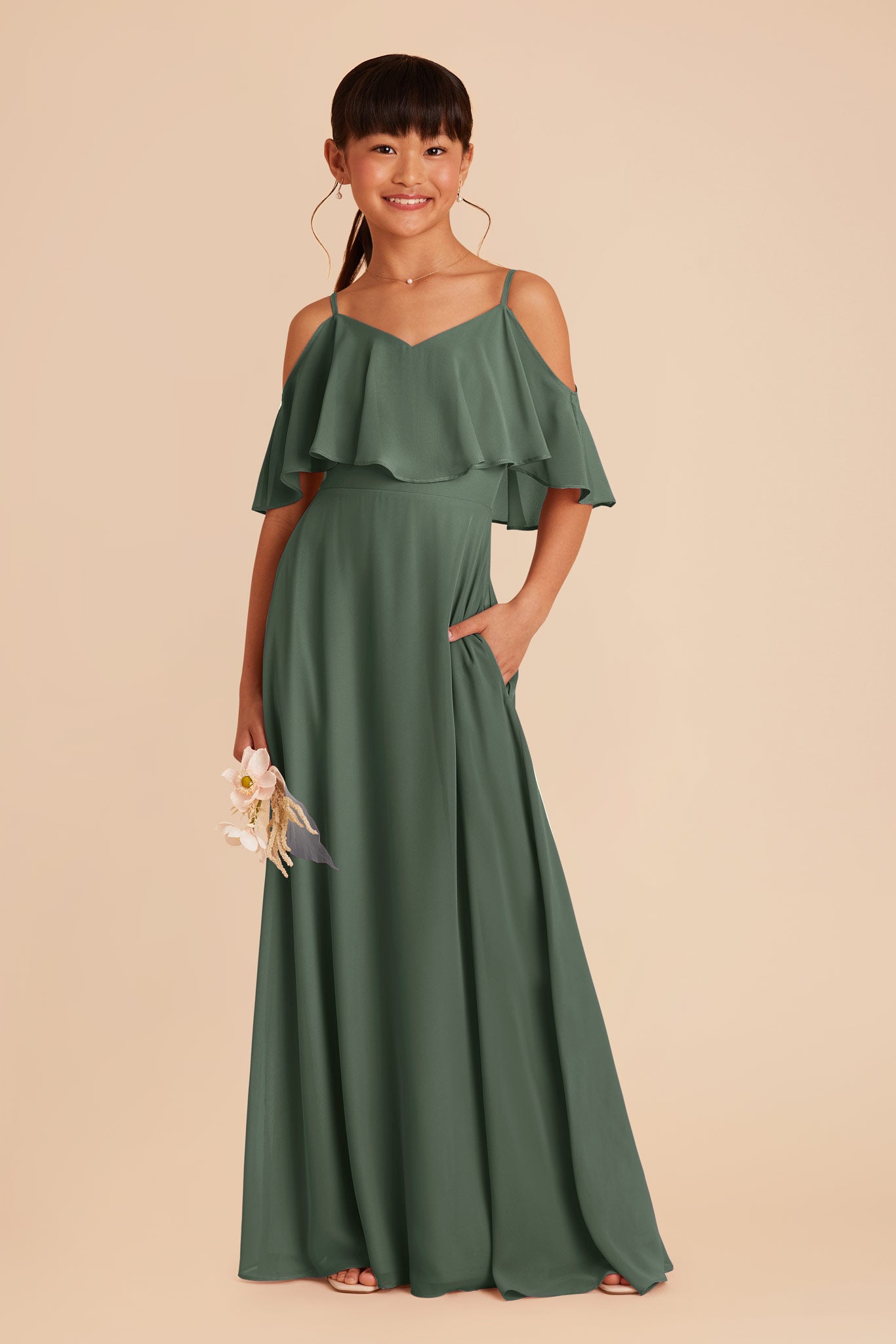 Convertible Junior Bridesmaid Dress for Tweens | Janie - Eucalyptus