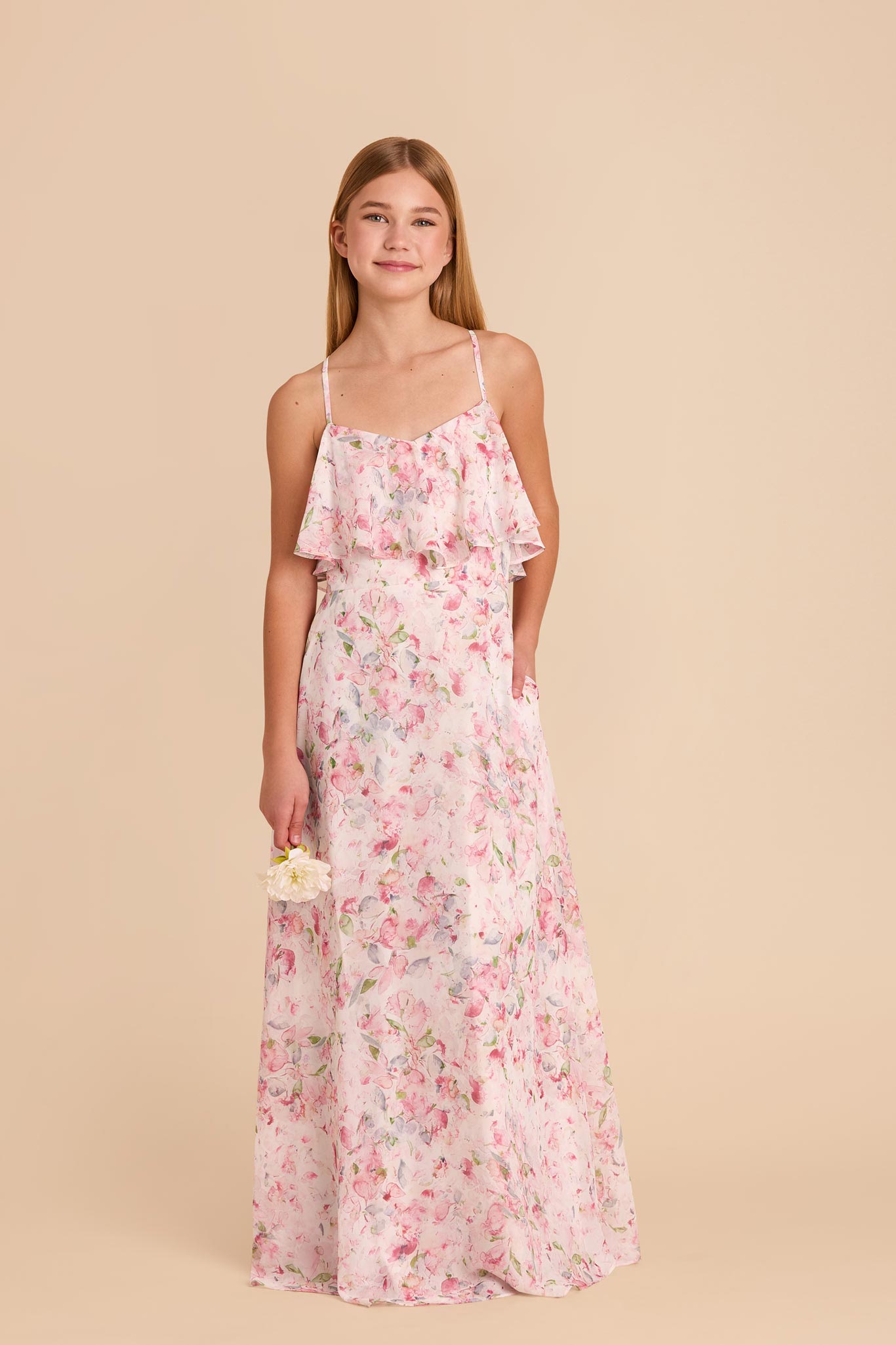 Convertible Junior Bridesmaid Dress - Pink Falling Petals | Janie