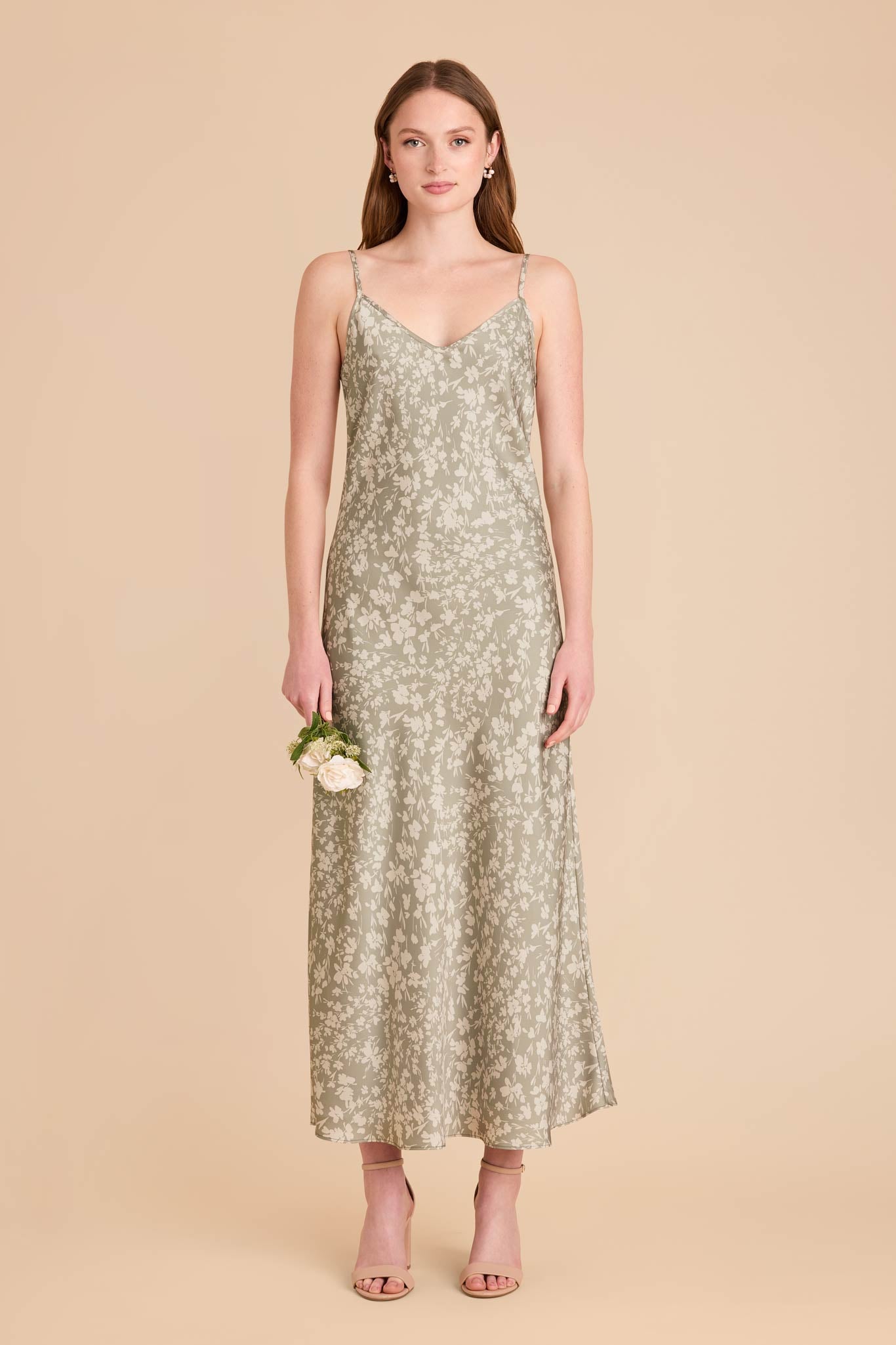 Matte Satin Slip Dress with V-Neck & A-Line Skirt | Alice