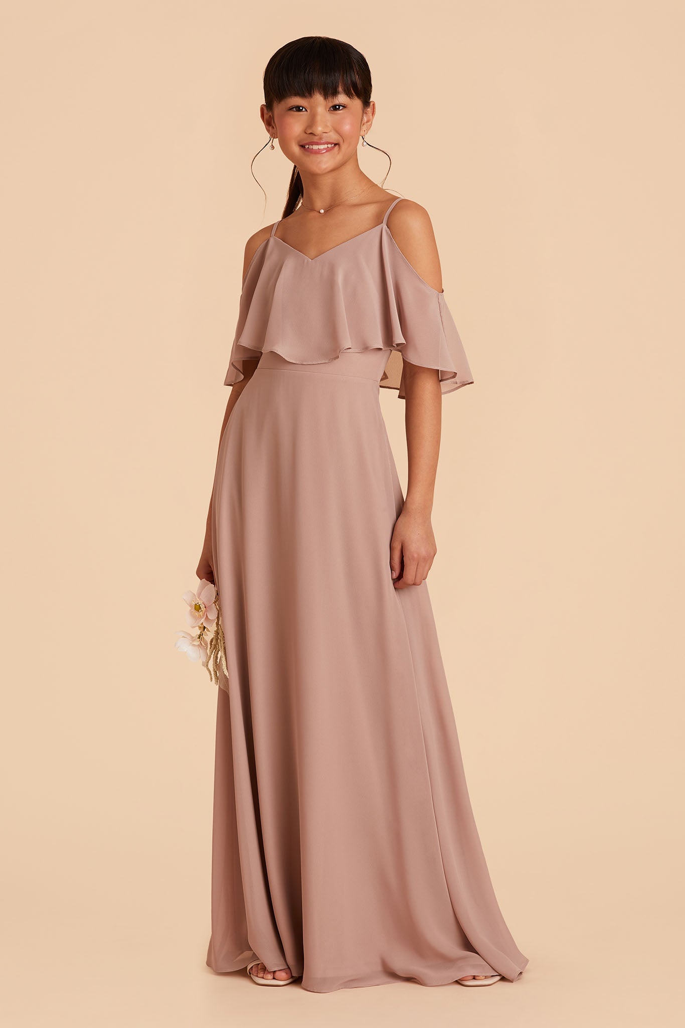 Convertible Junior Bridesmaid Dress for Tweens | Janie Taupe