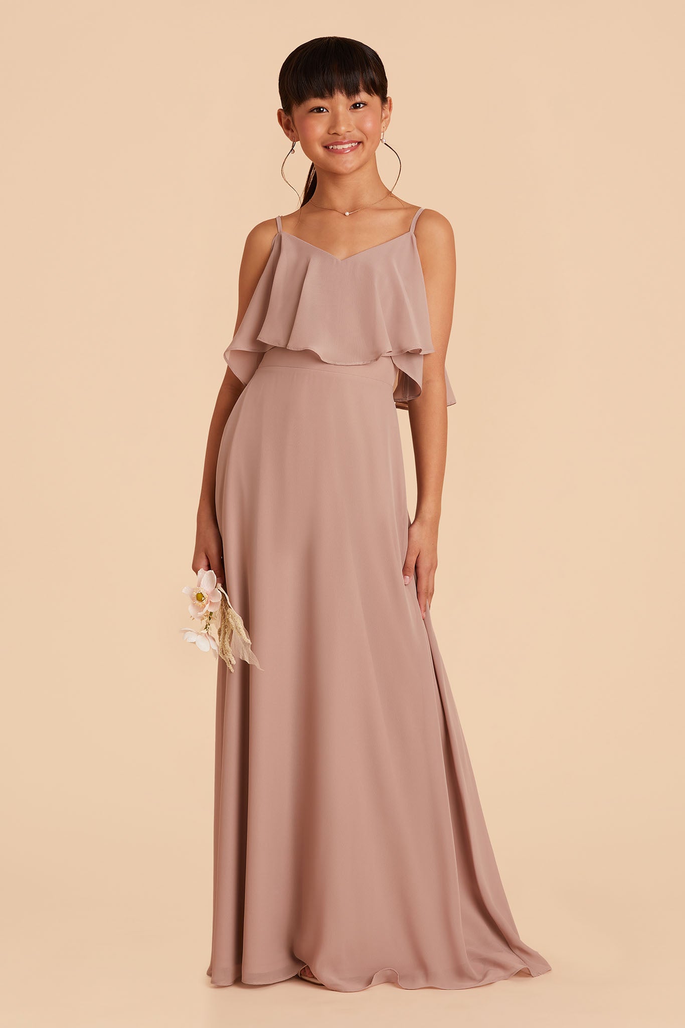 Convertible Junior Bridesmaid Dress for Tweens | Janie Taupe