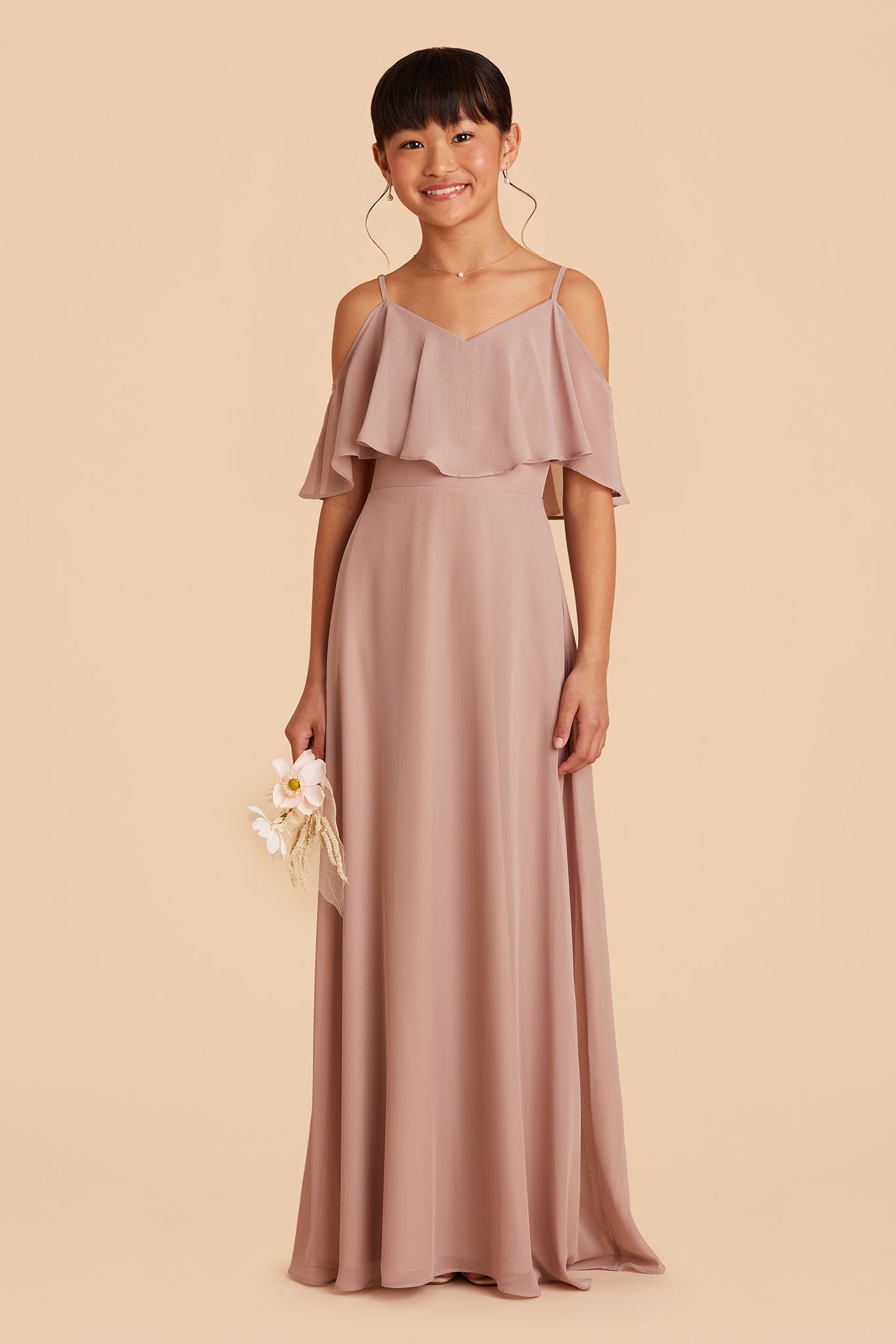 Convertible Junior Bridesmaid Dress for Tweens | Janie Taupe
