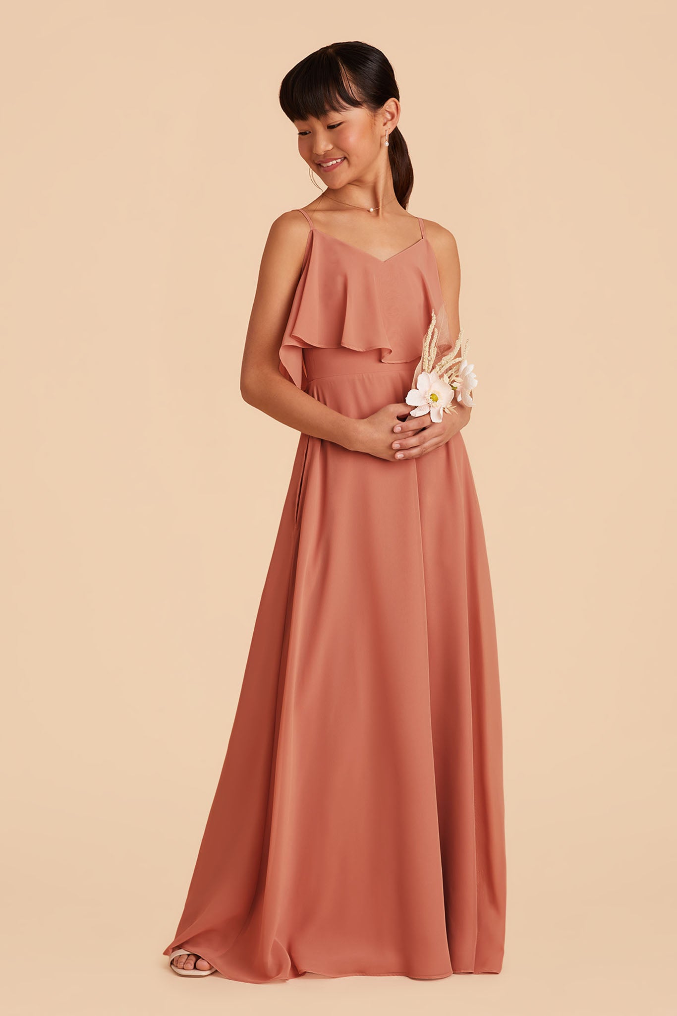 Convertible Junior Bridesmaid Dress for Tweens | Janie in Terracotta