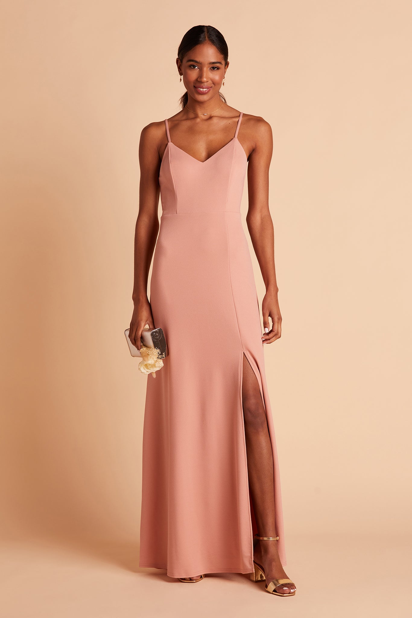 V-Neck Spaghetti Strap Dress with Leg Slit | Jay Dress