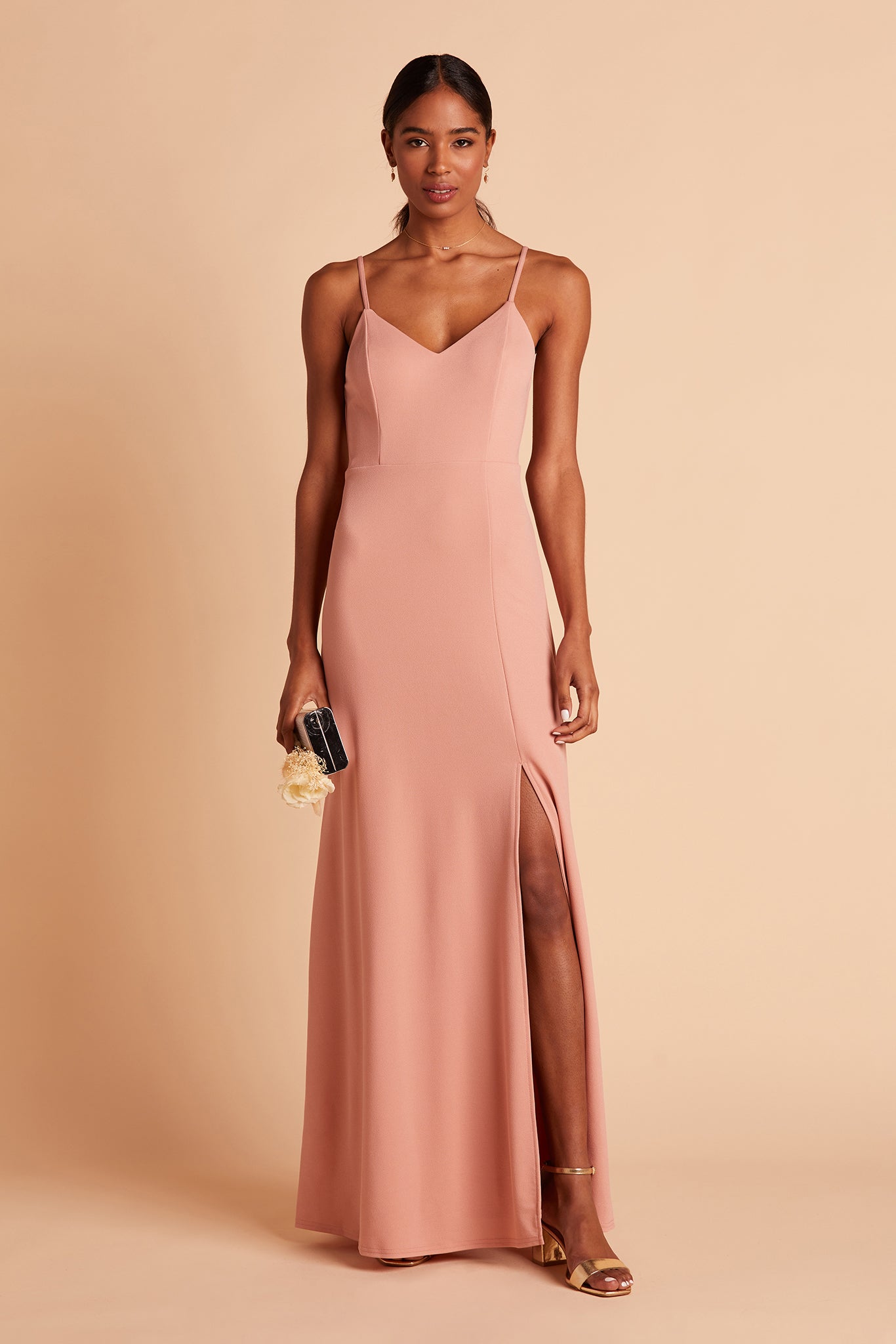 V-Neck Spaghetti Strap Dress with Leg Slit | Jay Dress