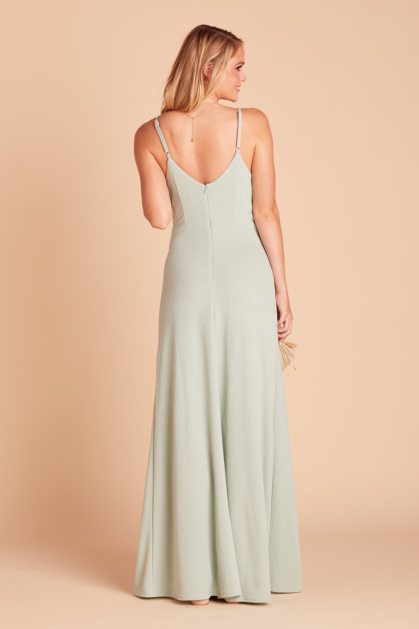 V-Neck Spaghetti Strap Dress with Leg Slit | Jay Dress Sage