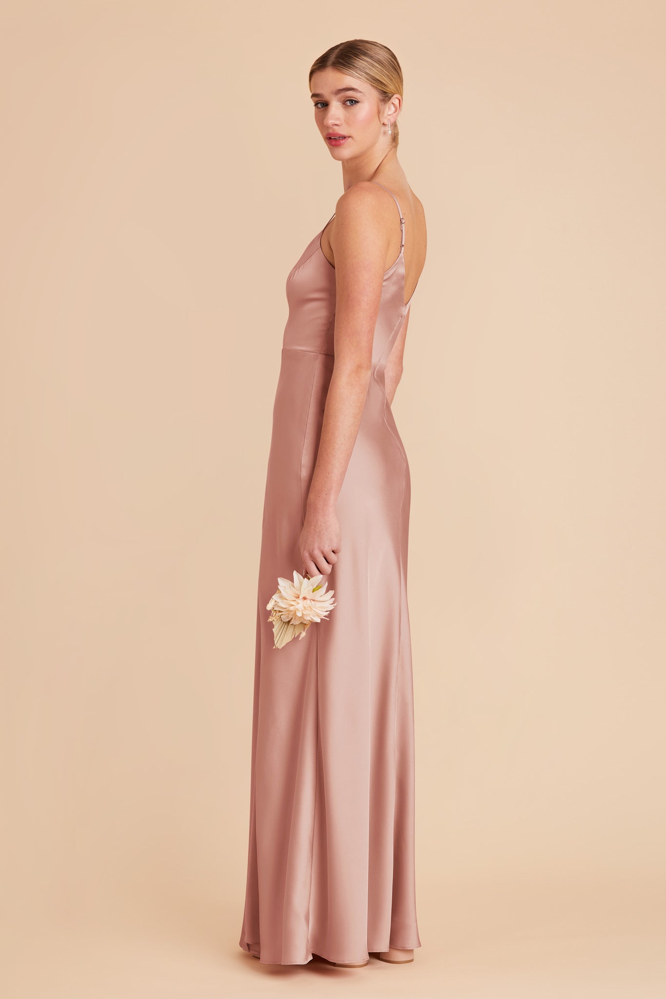 Satin V-Neck Dress with Leg Slit | Jay Matte English Rose