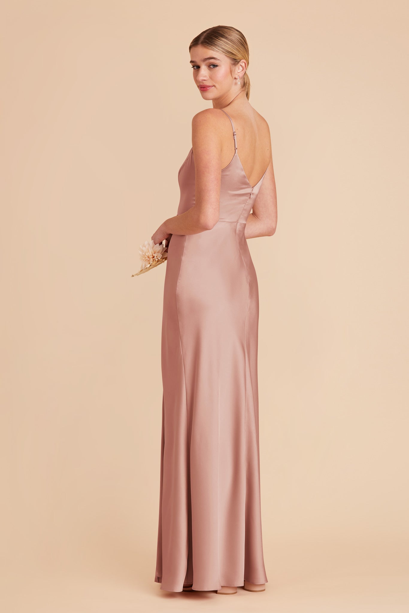 Satin V-Neck Dress with Leg Slit | Jay Matte English Rose