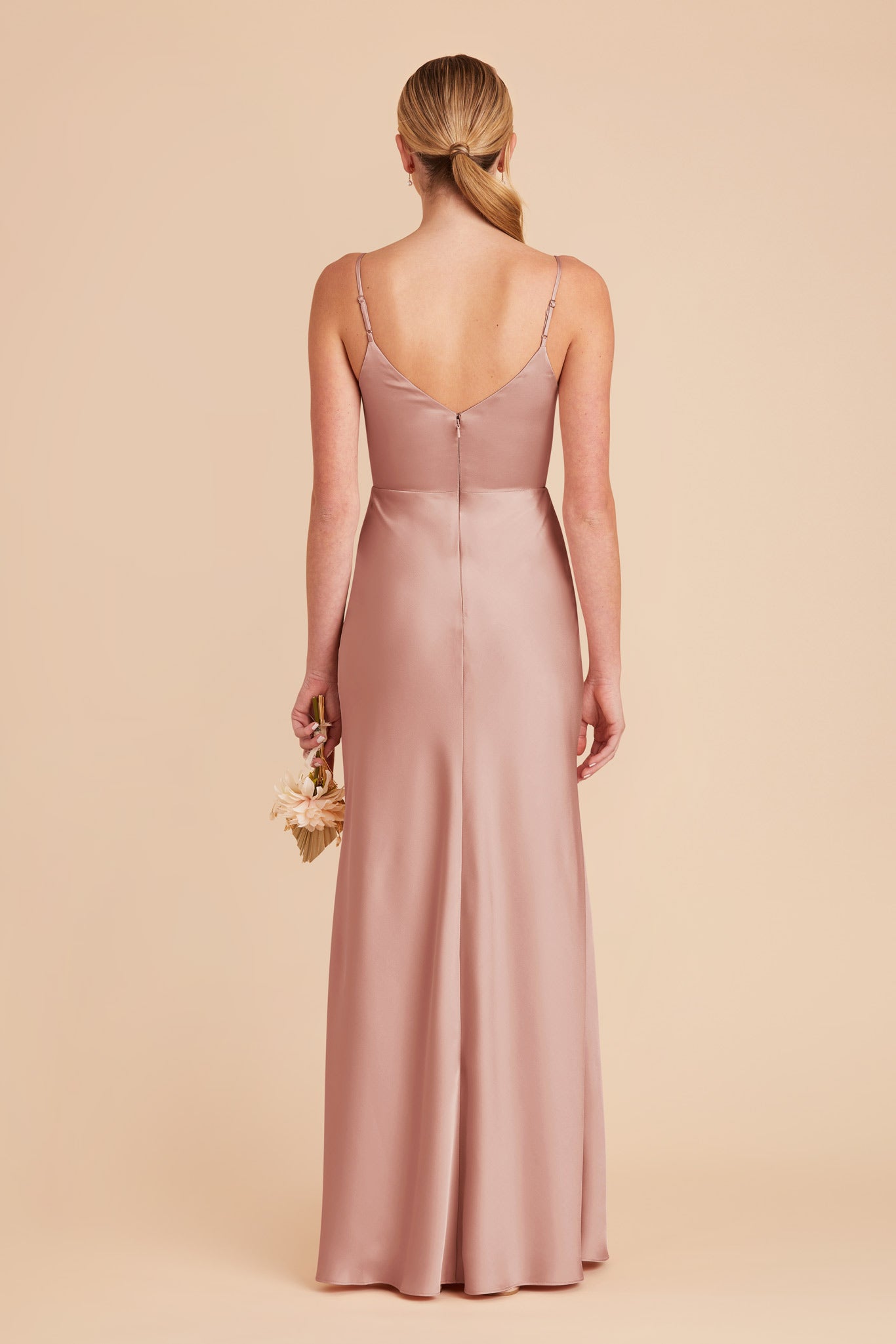 Satin V-Neck Dress with Leg Slit | Jay Matte English Rose