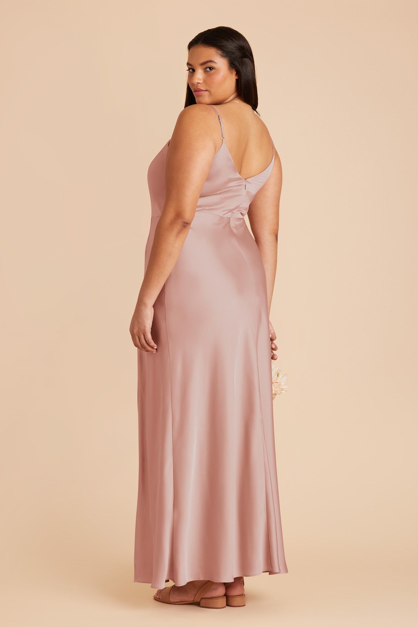 Satin V-Neck Dress with Leg Slit | Jay Matte English Rose
