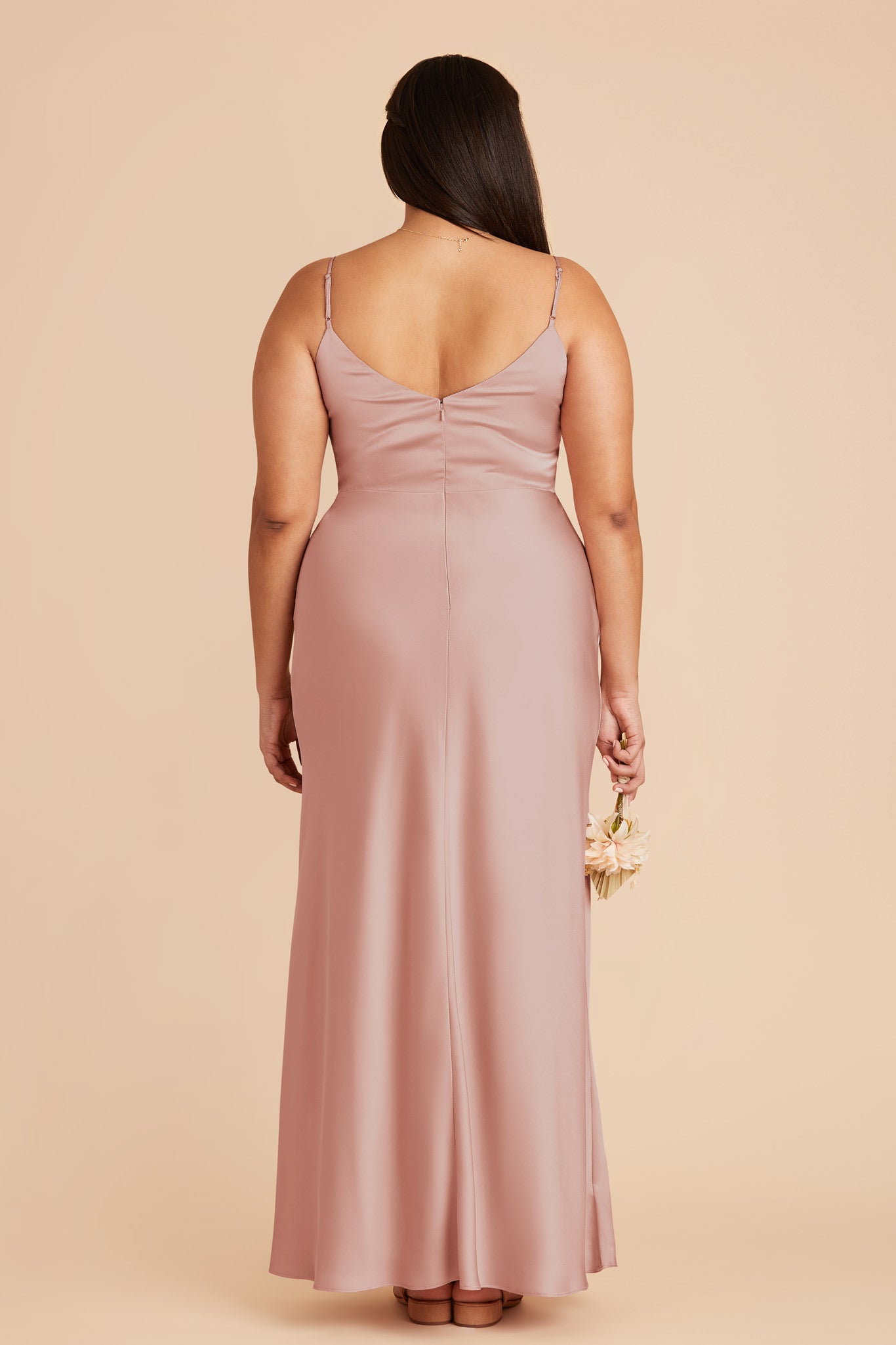 Satin V-Neck Dress with Leg Slit | Jay Matte English Rose