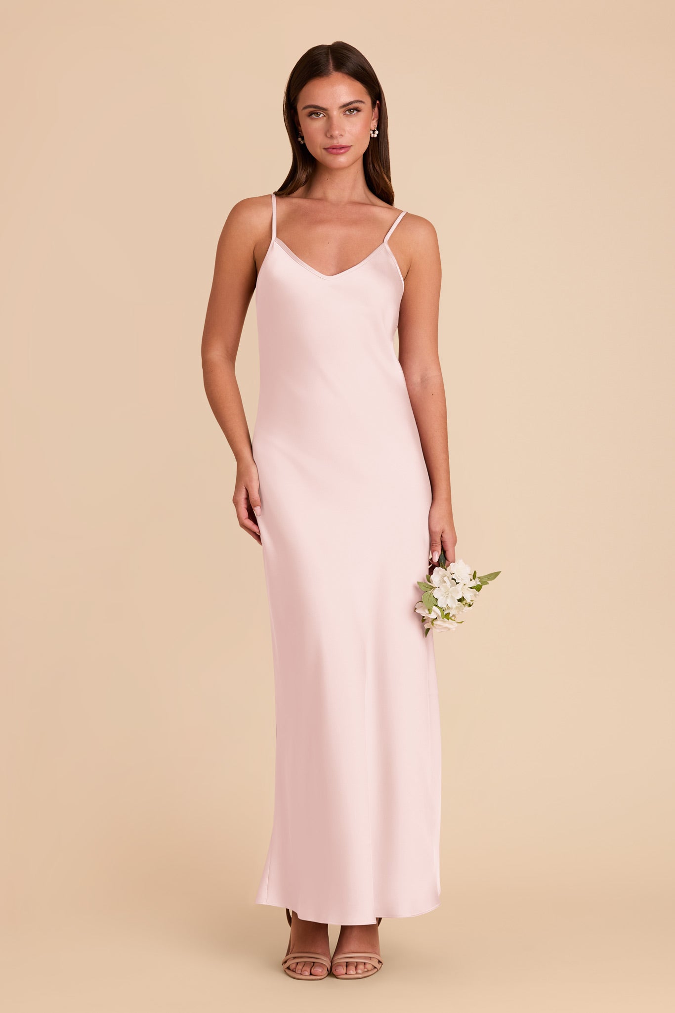 Matte Satin Slip Dress with V-Neck & A-Line Skirt | Alice