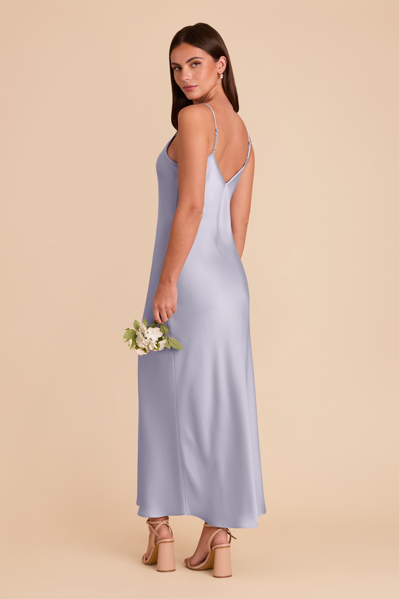 V-Neck Satin Slip Dress with A-Line Skirt | Alice Matte Periwinkle Blue