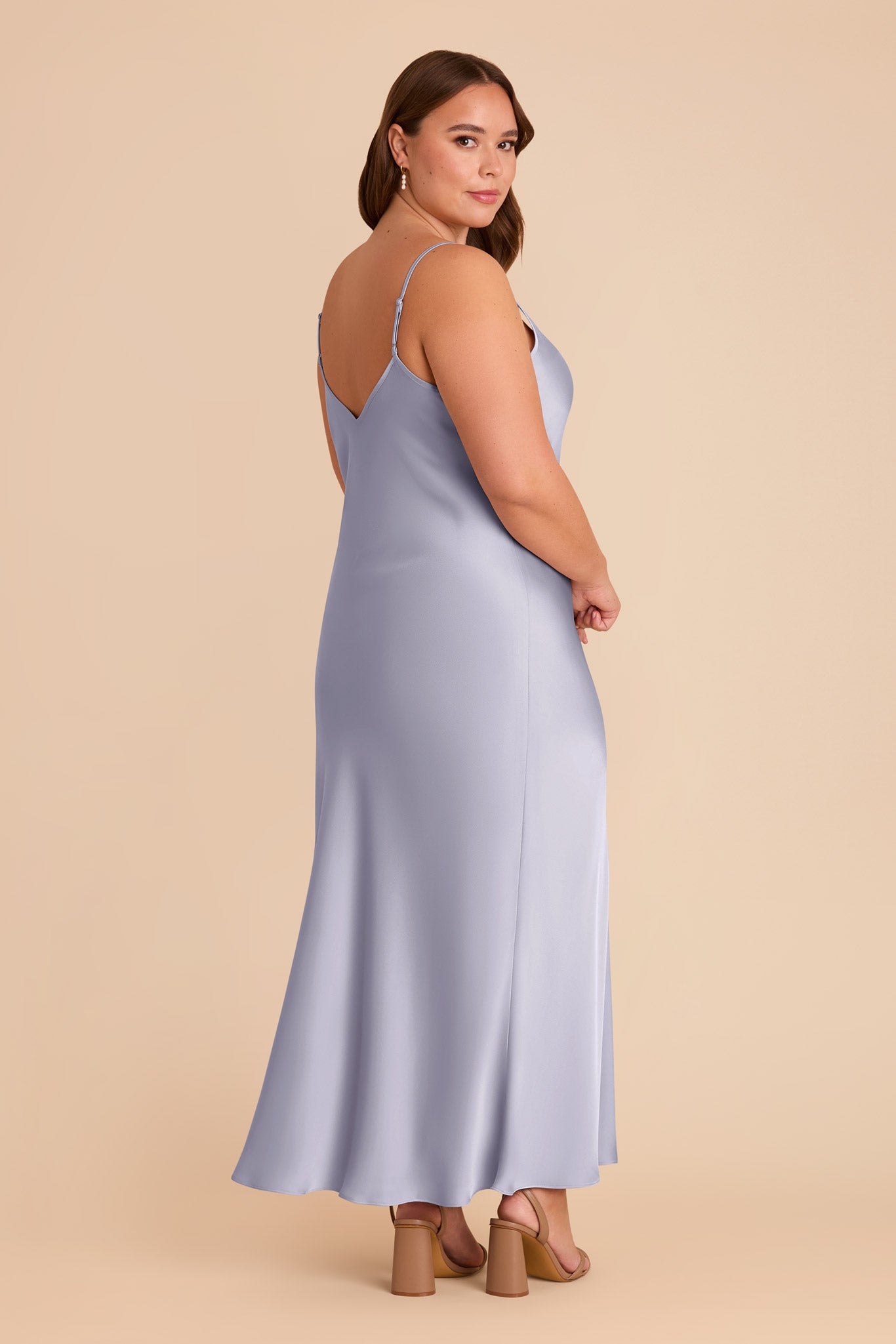 V-Neck Satin Slip Dress with A-Line Skirt | Alice Matte Periwinkle Blue