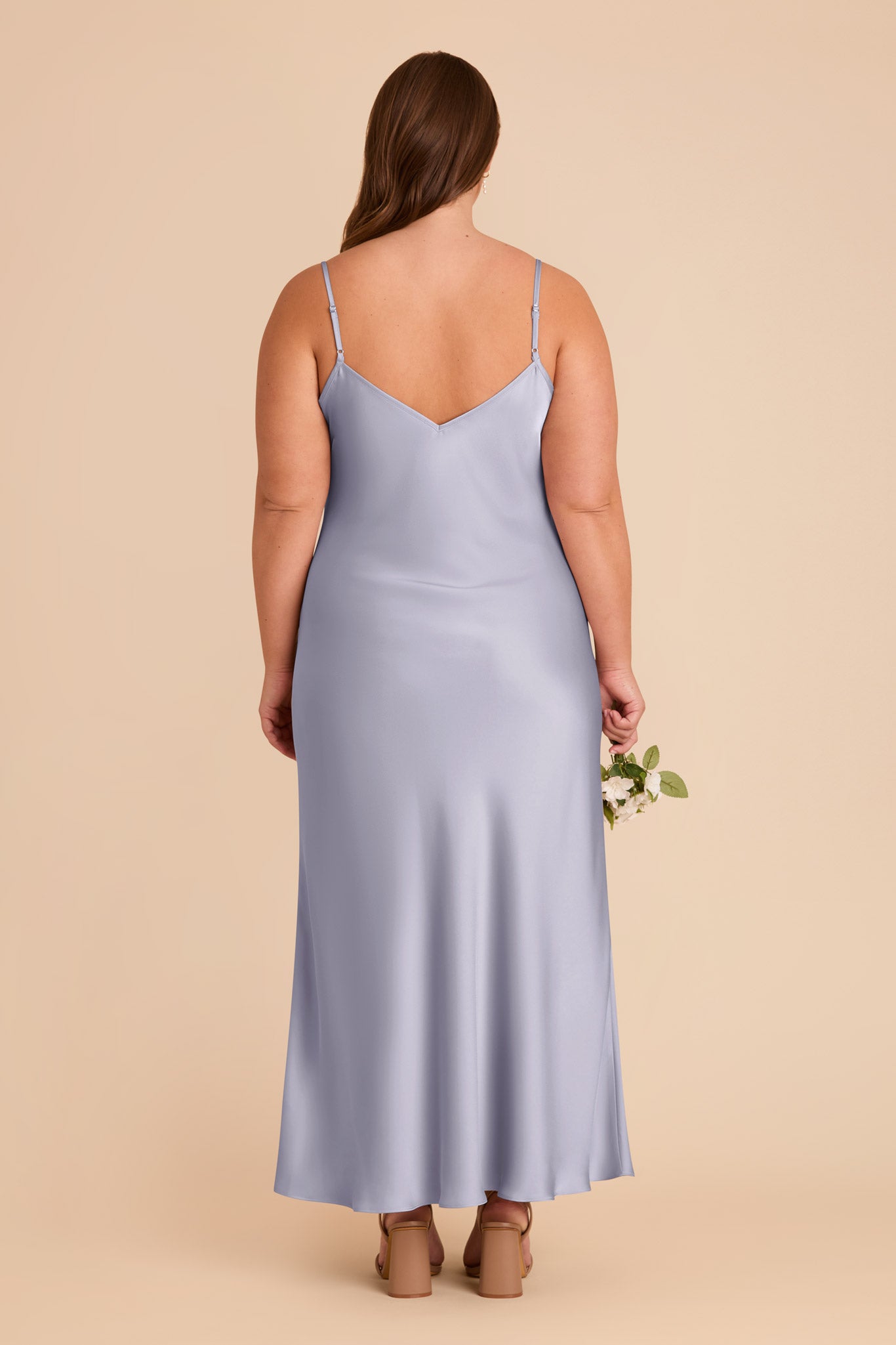 V-Neck Satin Slip Dress with A-Line Skirt | Alice Matte Periwinkle Blue