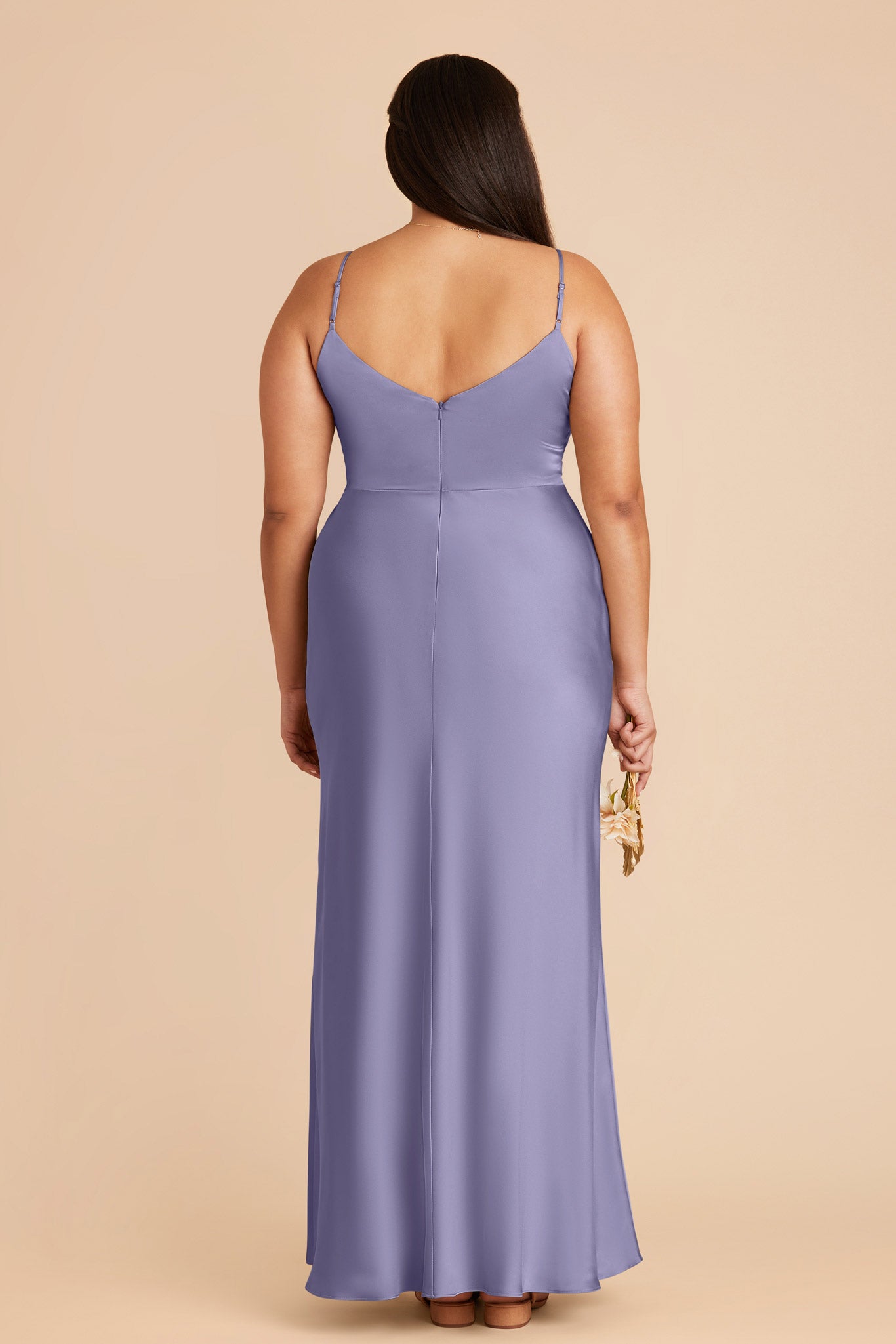 Matte Satin Dress with V-Neck & Leg Slit | Jay Wisteria