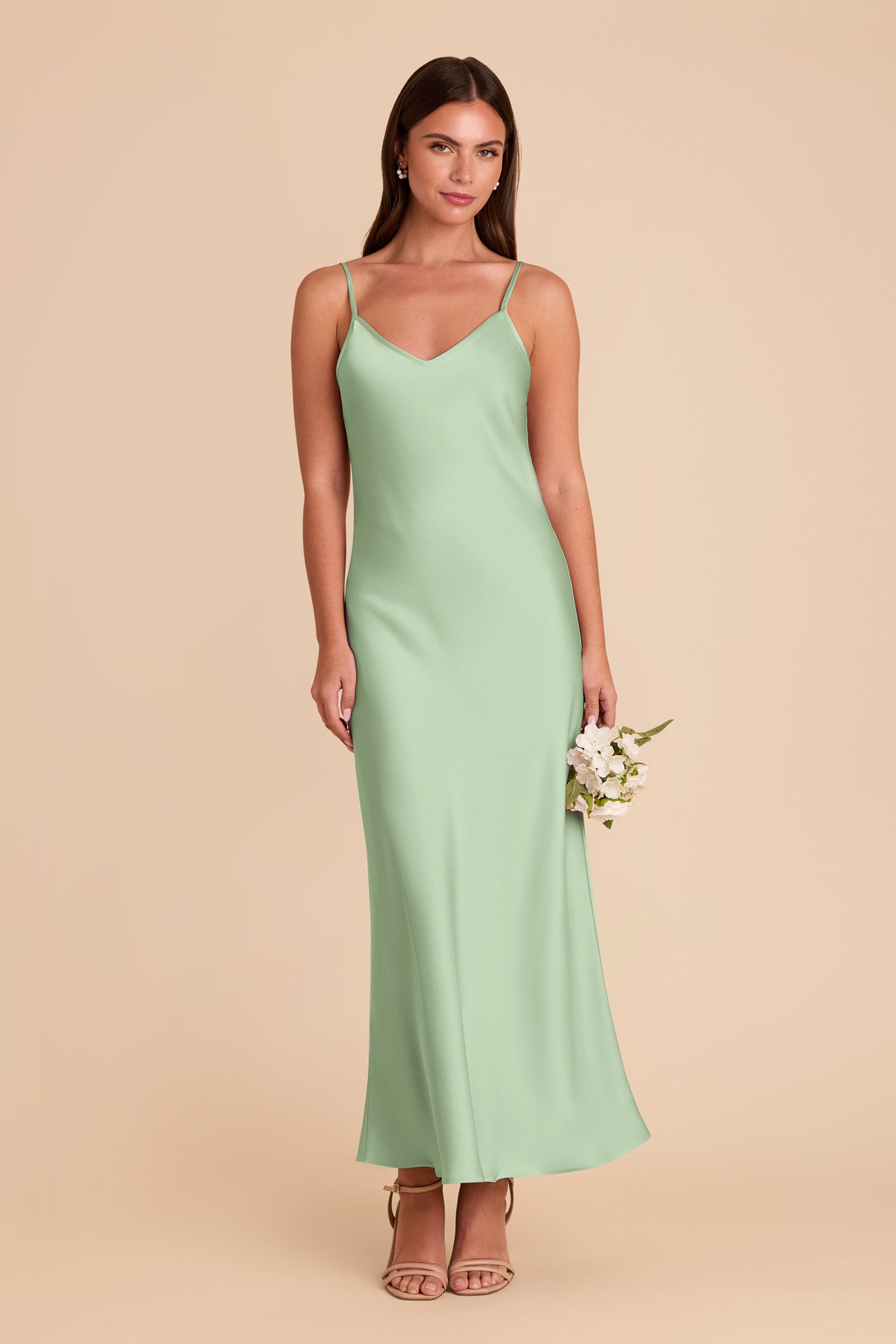 Matte Satin Slip Dress with V-Neck & A-Line Skirt | Alice