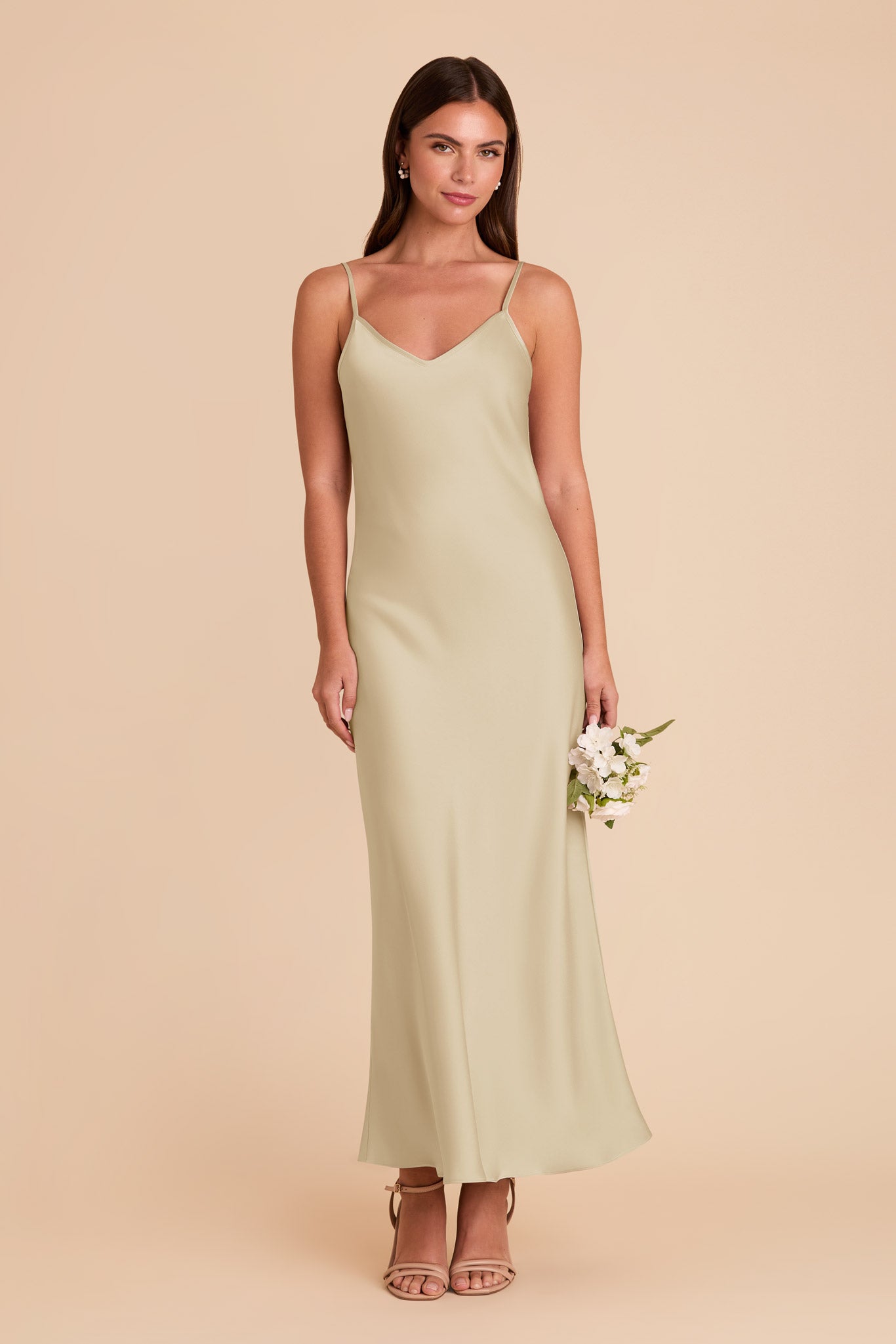 V-Neck Satin Slip Dress with A-Line Skirt | Alice Matte