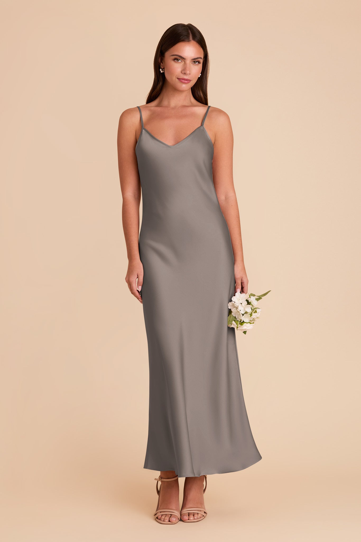 V-Neck Satin Slip Dress with A-Line Skirt | Alice Matte