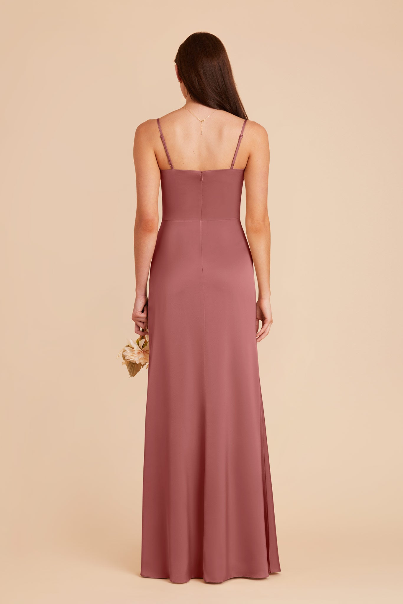 Matte Satin Dress with Asymmetrical Neckline | Jennifer Wild Rose