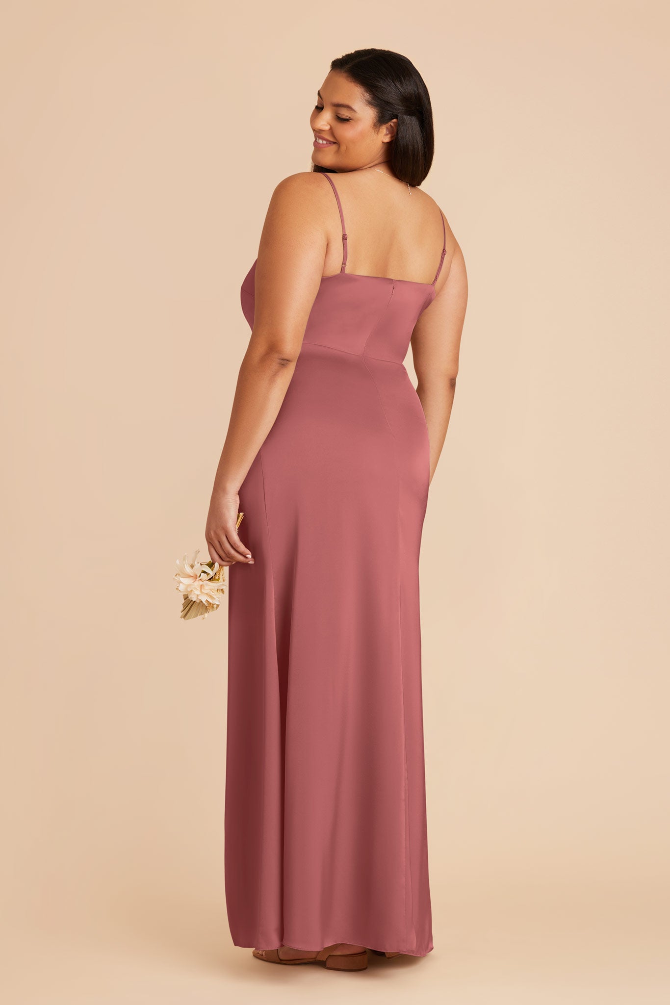 Matte Satin Dress with Asymmetrical Neckline | Jennifer Wild Rose
