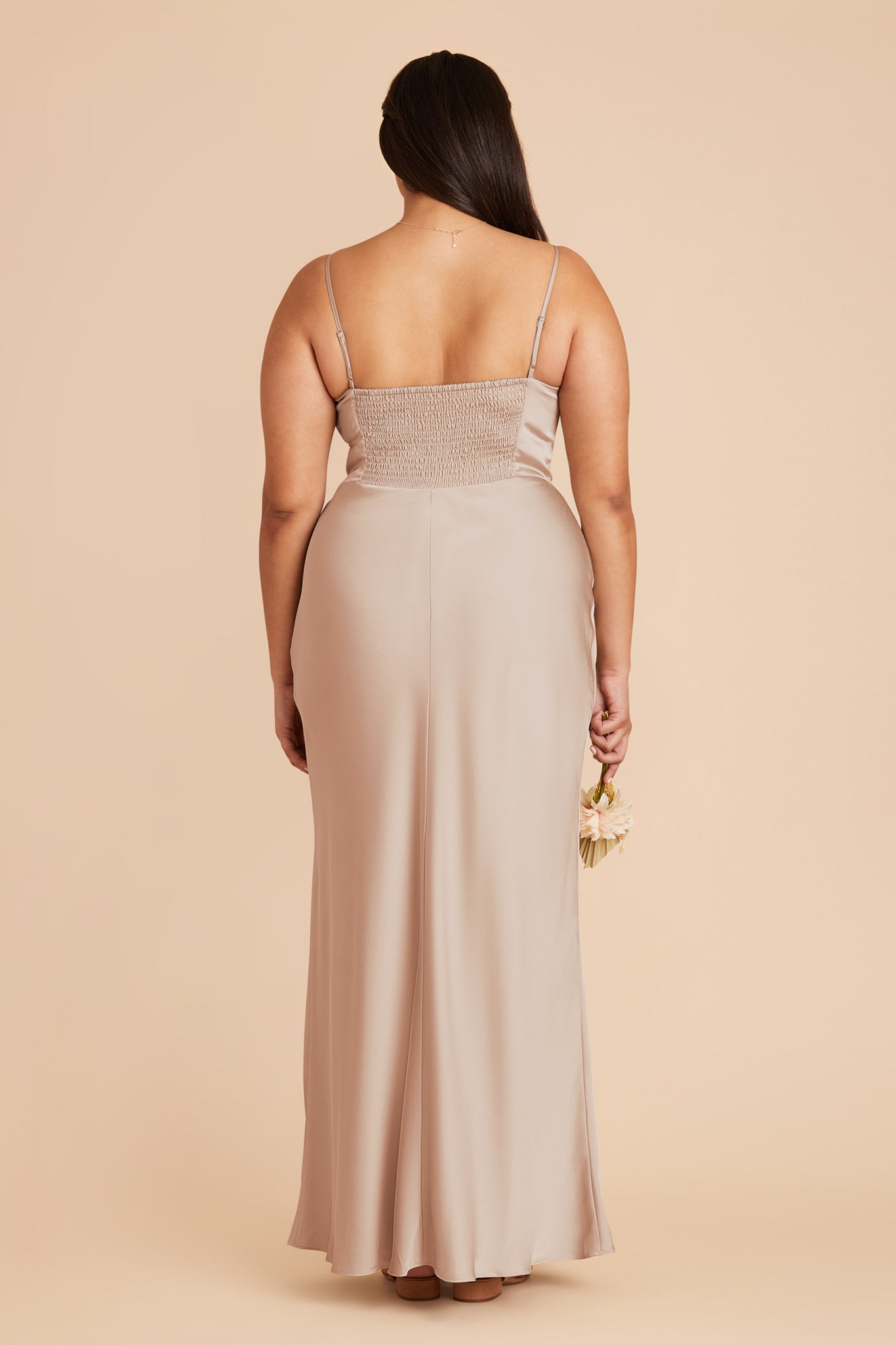Taupe Matte Satin Bustier Dress | Jessica