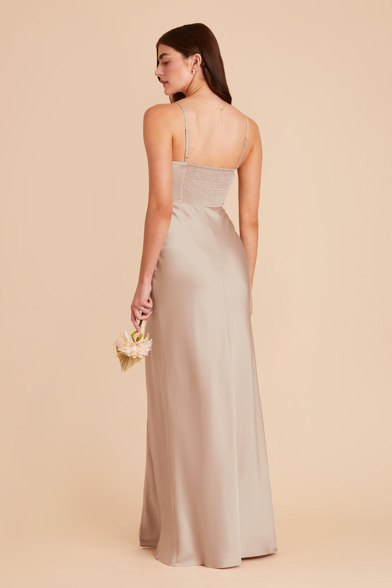 Taupe Matte Satin Bustier Dress | Jessica