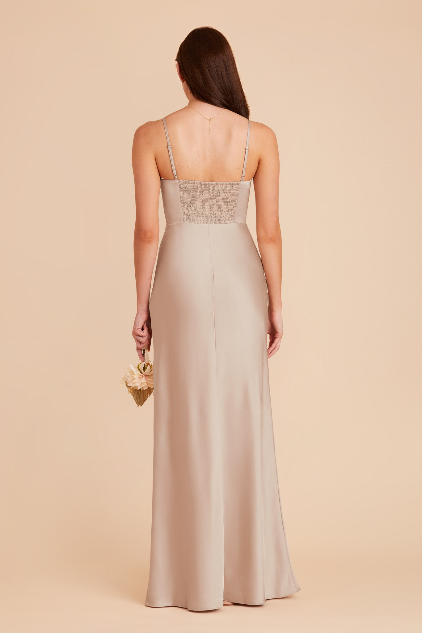 Taupe Matte Satin Bustier Dress | Jessica