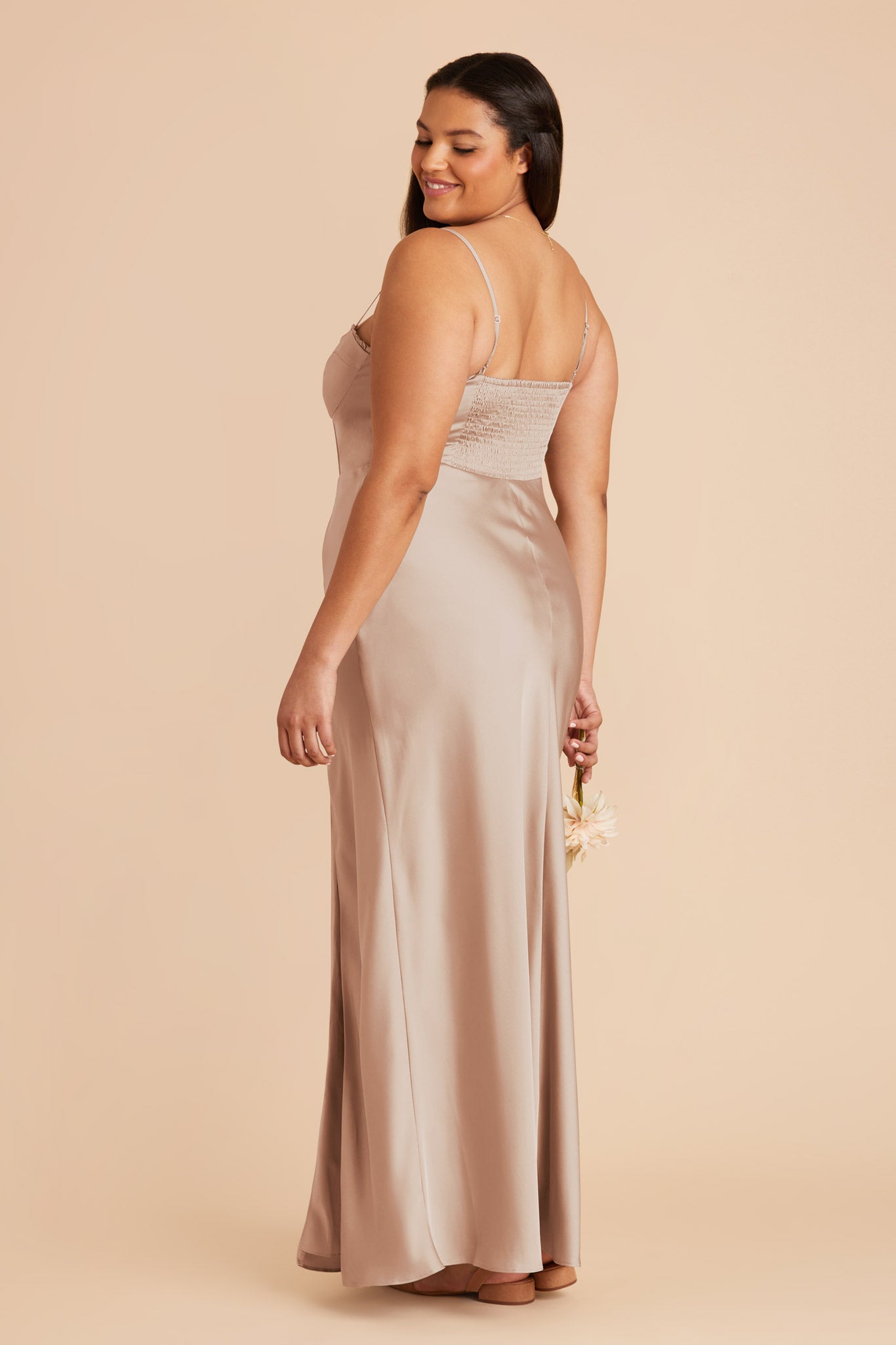 Taupe Matte Satin Bustier Dress | Jessica
