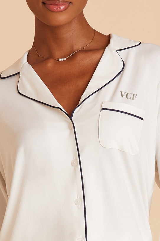 Bamboo Jersey Long Sleeve Pajama Set - Ivory | Jonny