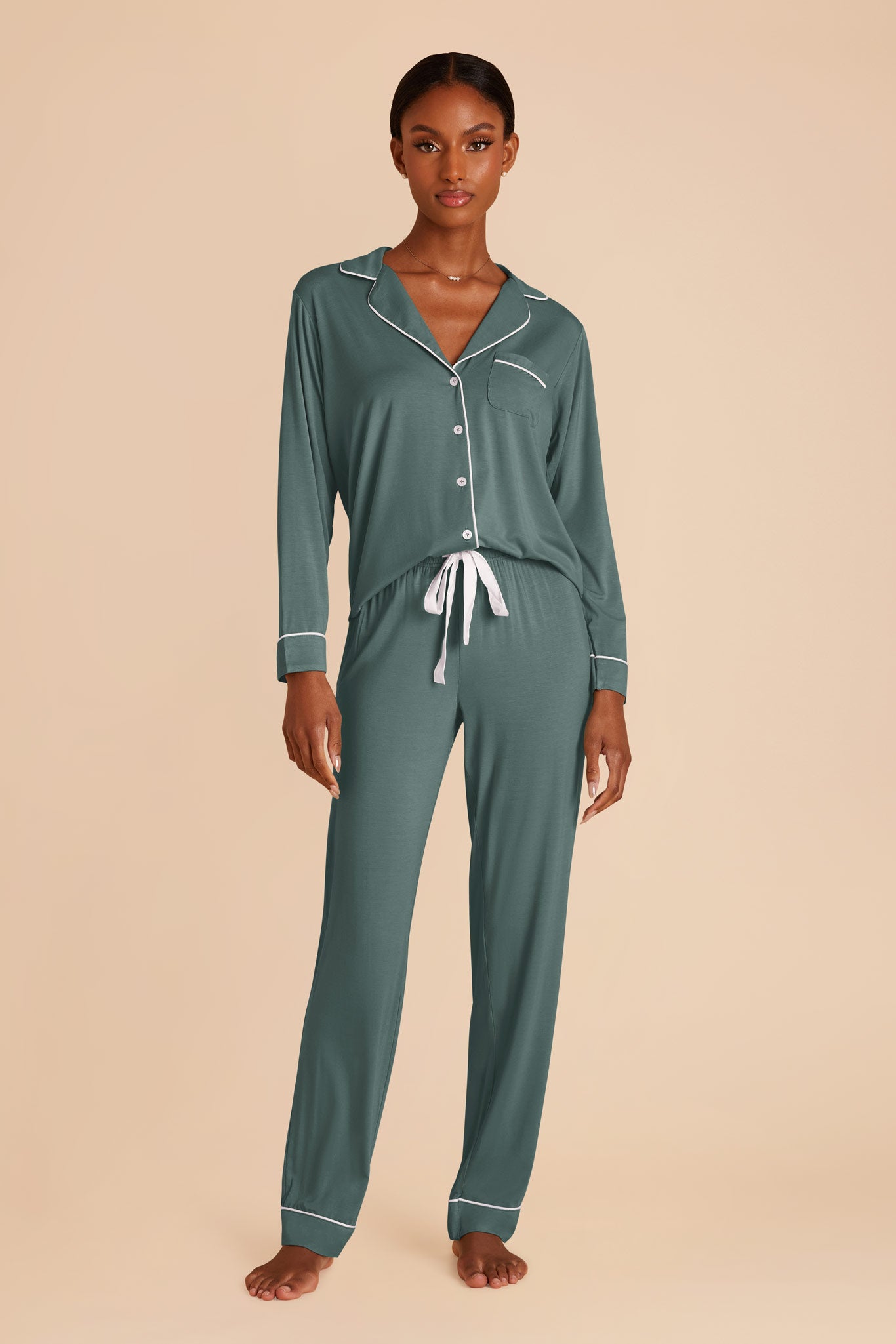 Bamboo Jersey Long Sleeve Pajama Set | Jonny - Sea Glass