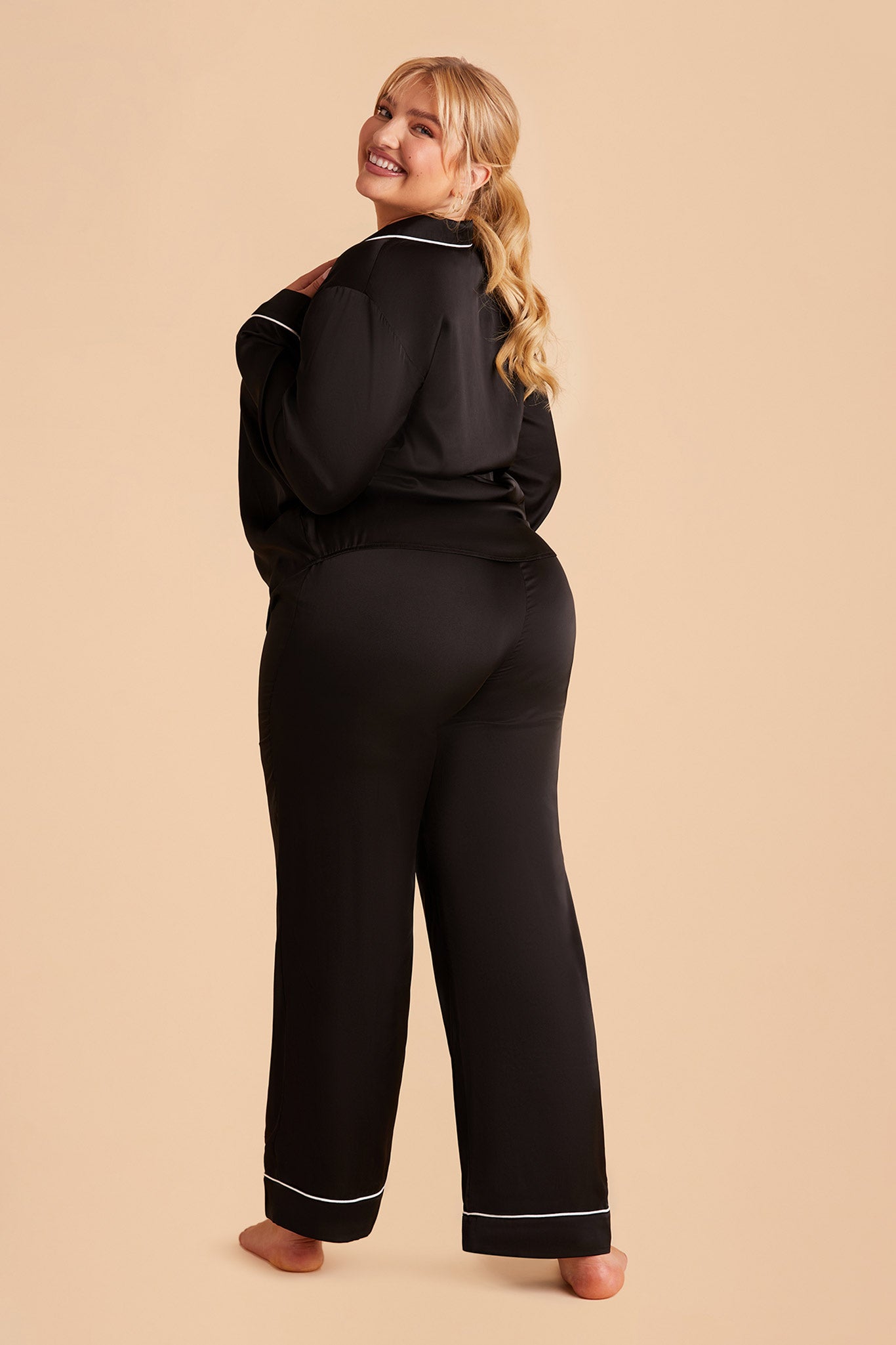 Silky Satin Pajama Set with Long Sleeves & Pants | Jonny