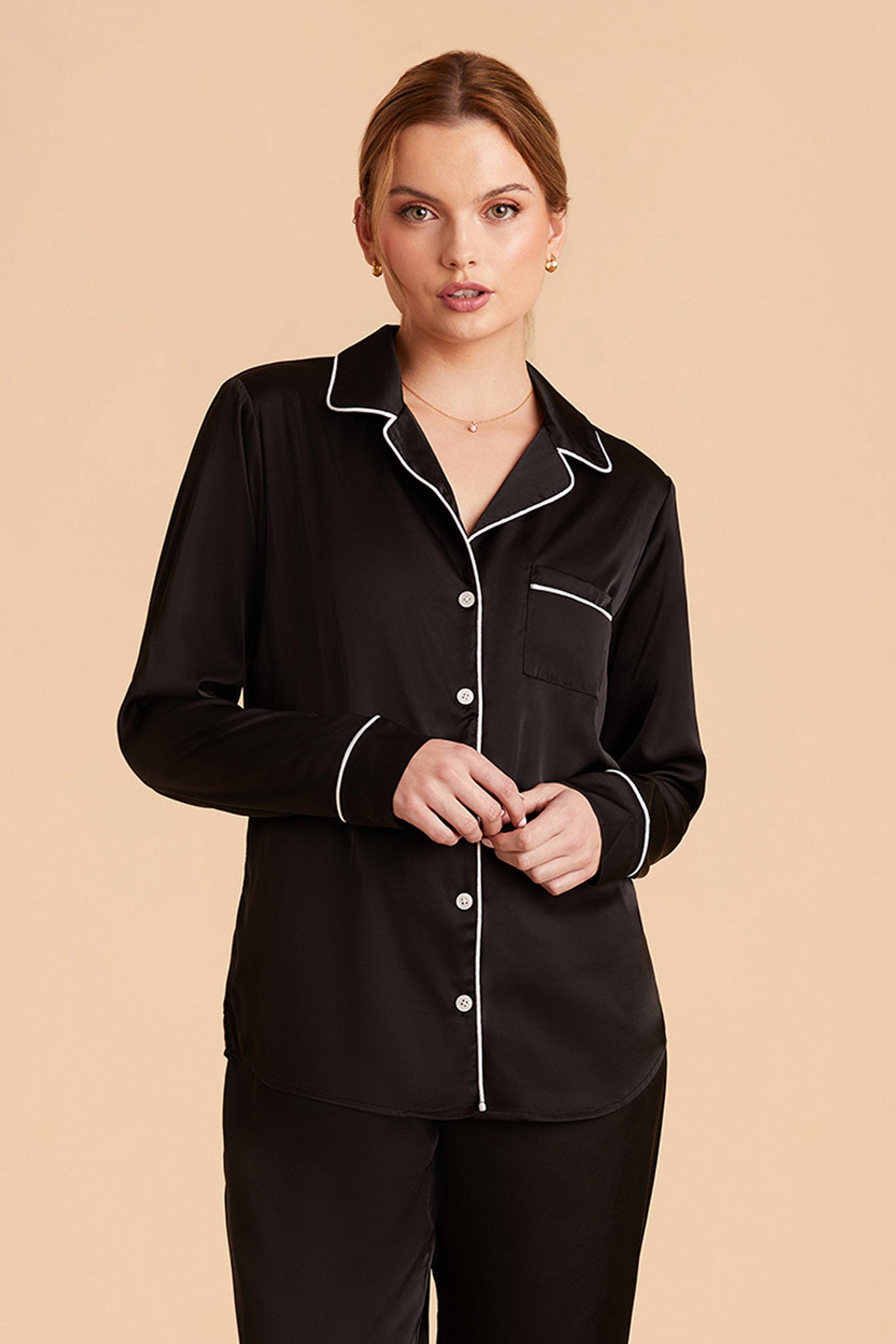 Silky Satin Pajama Set with Long Sleeves & Pants | Jonny