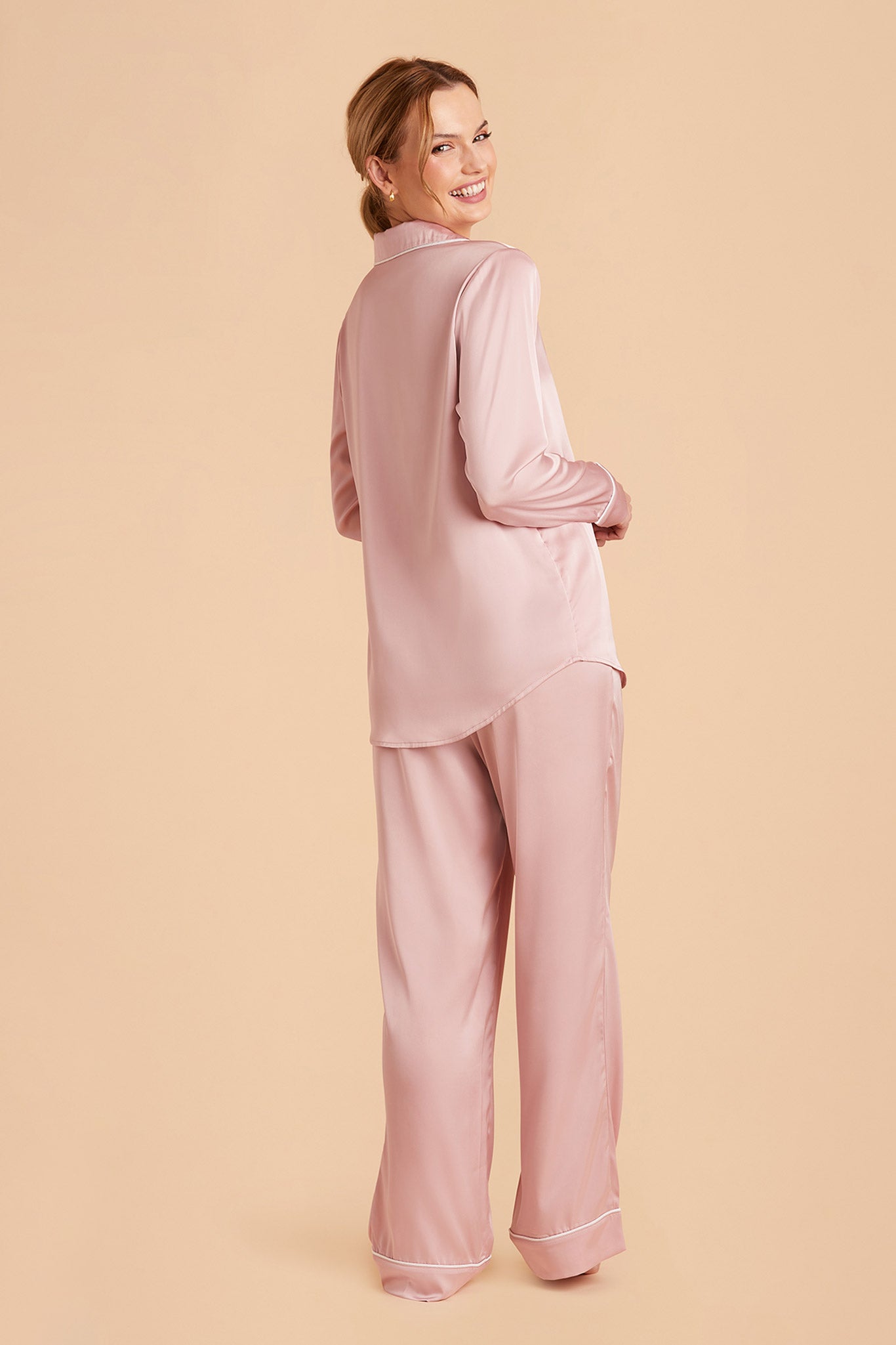 Silky Satin Pajama Set with Long Sleeves & Pants | Jonny