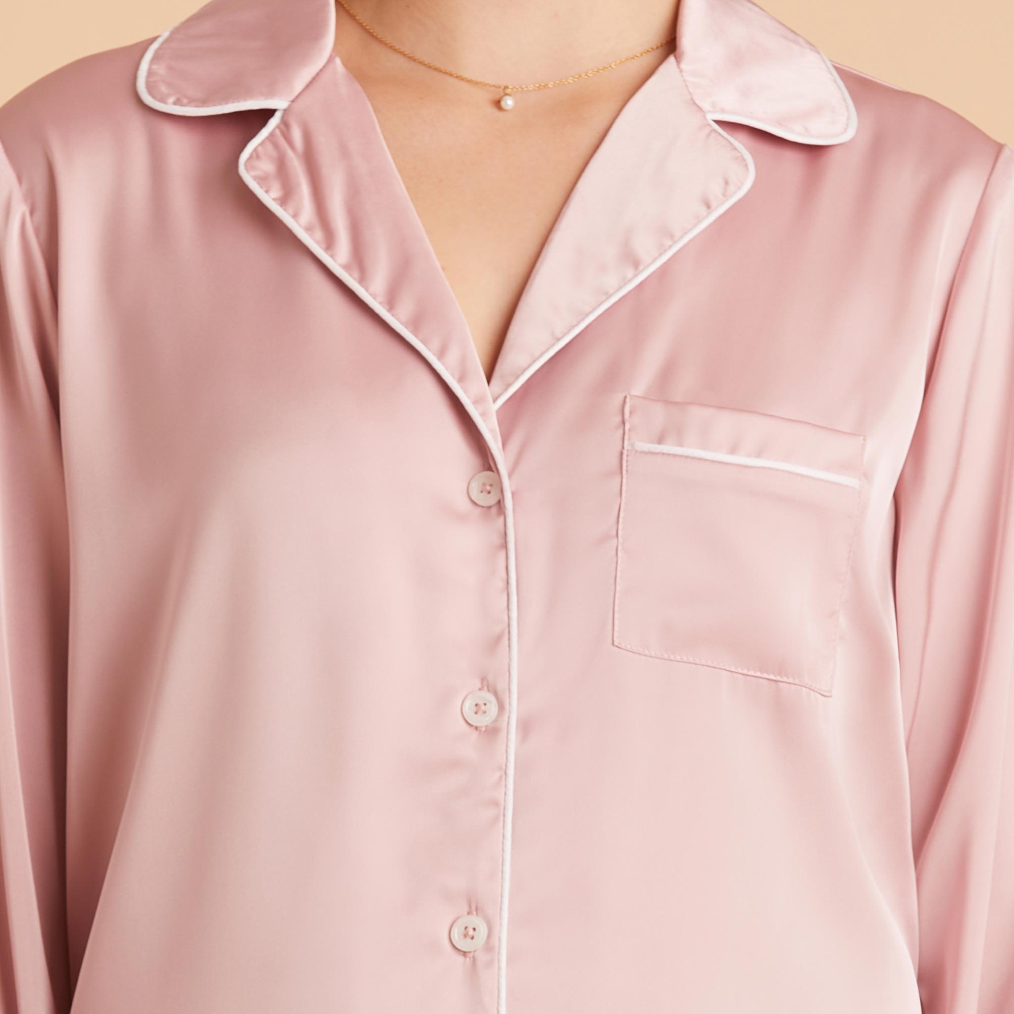 Silky Satin Pajama Set with Long Sleeves & Pants | Jonny