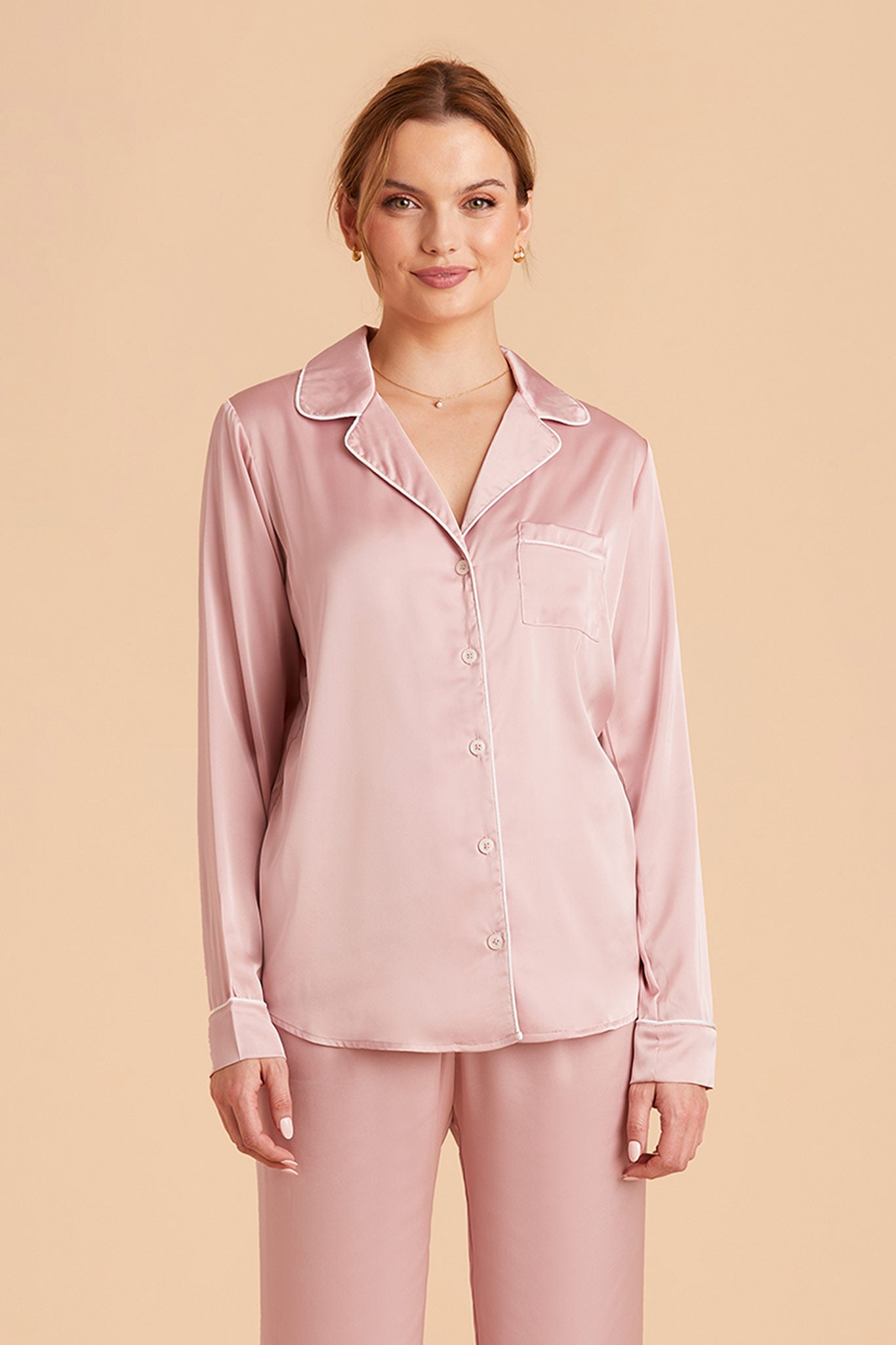 Silky Satin Pajama Set with Long Sleeves & Pants | Jonny