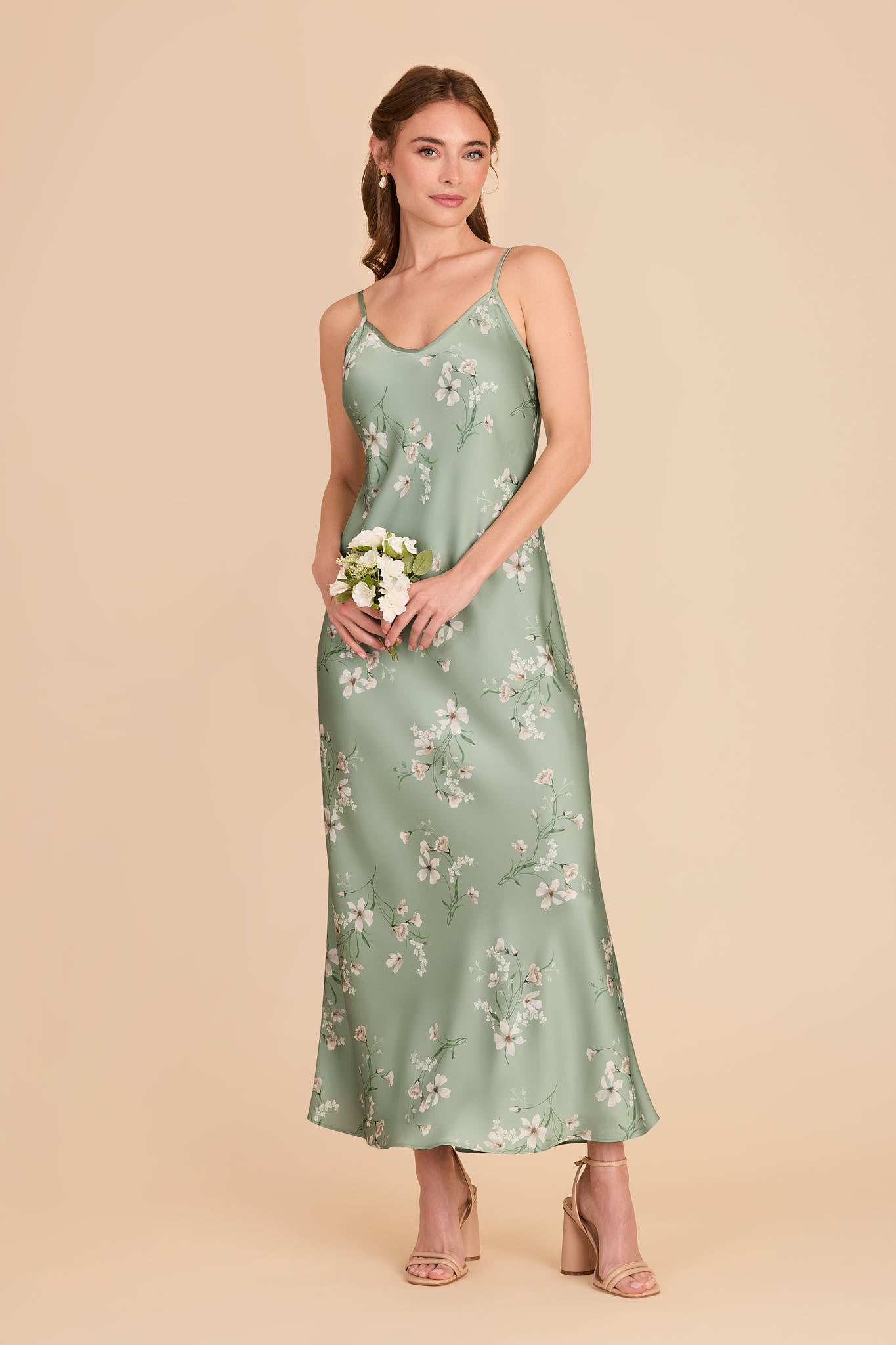 Matte Satin Slip Dress with V-Neck & A-Line Skirt | Sage Le Fleur