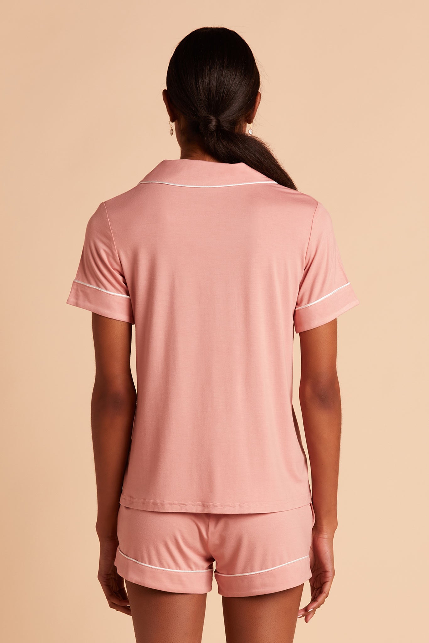 Bridesmaid Pajama Set with Piping | Jonny Dusty Rose